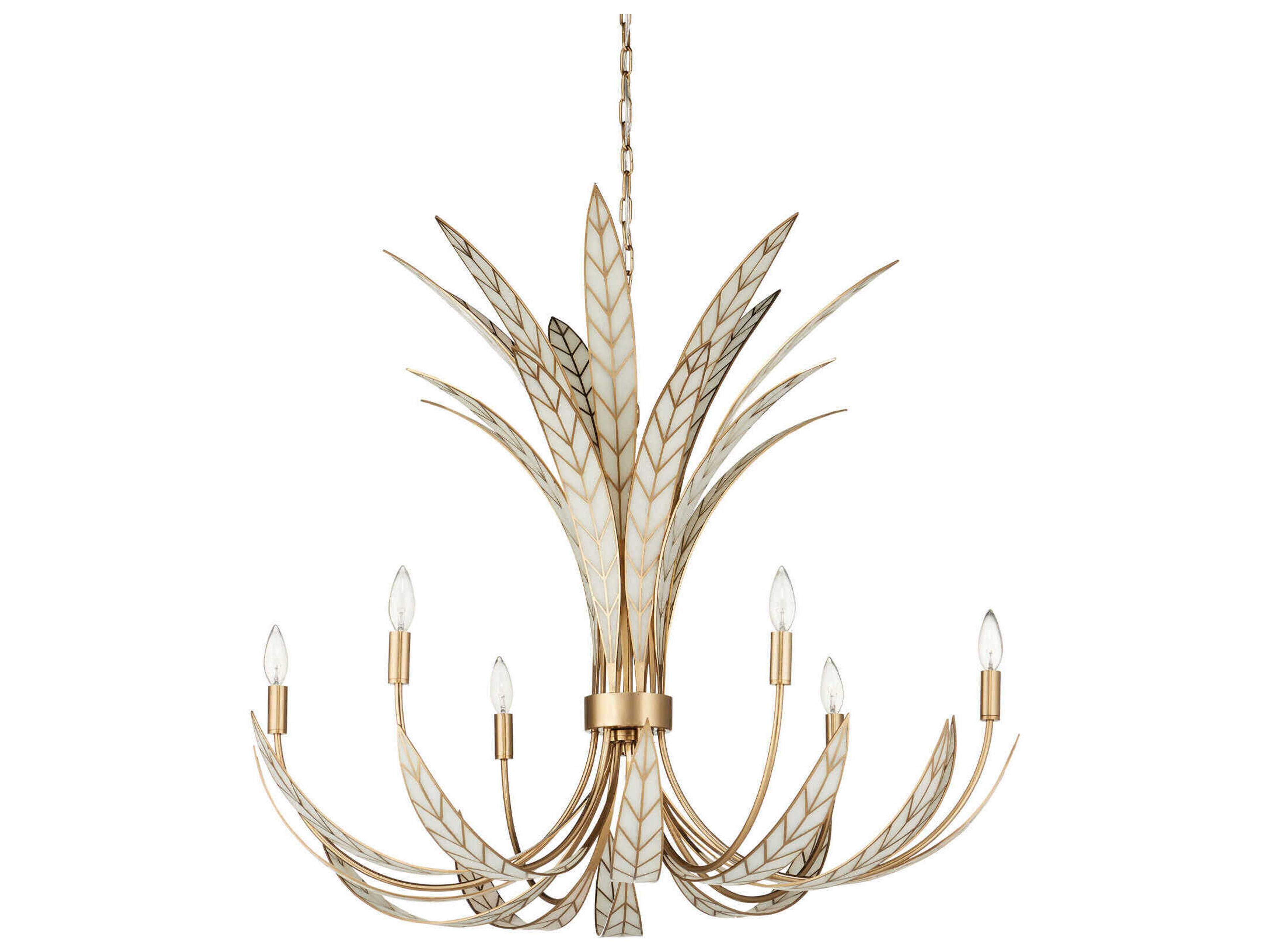 Currey & Company Foliatura 6-Light Antique Brass Chandelier