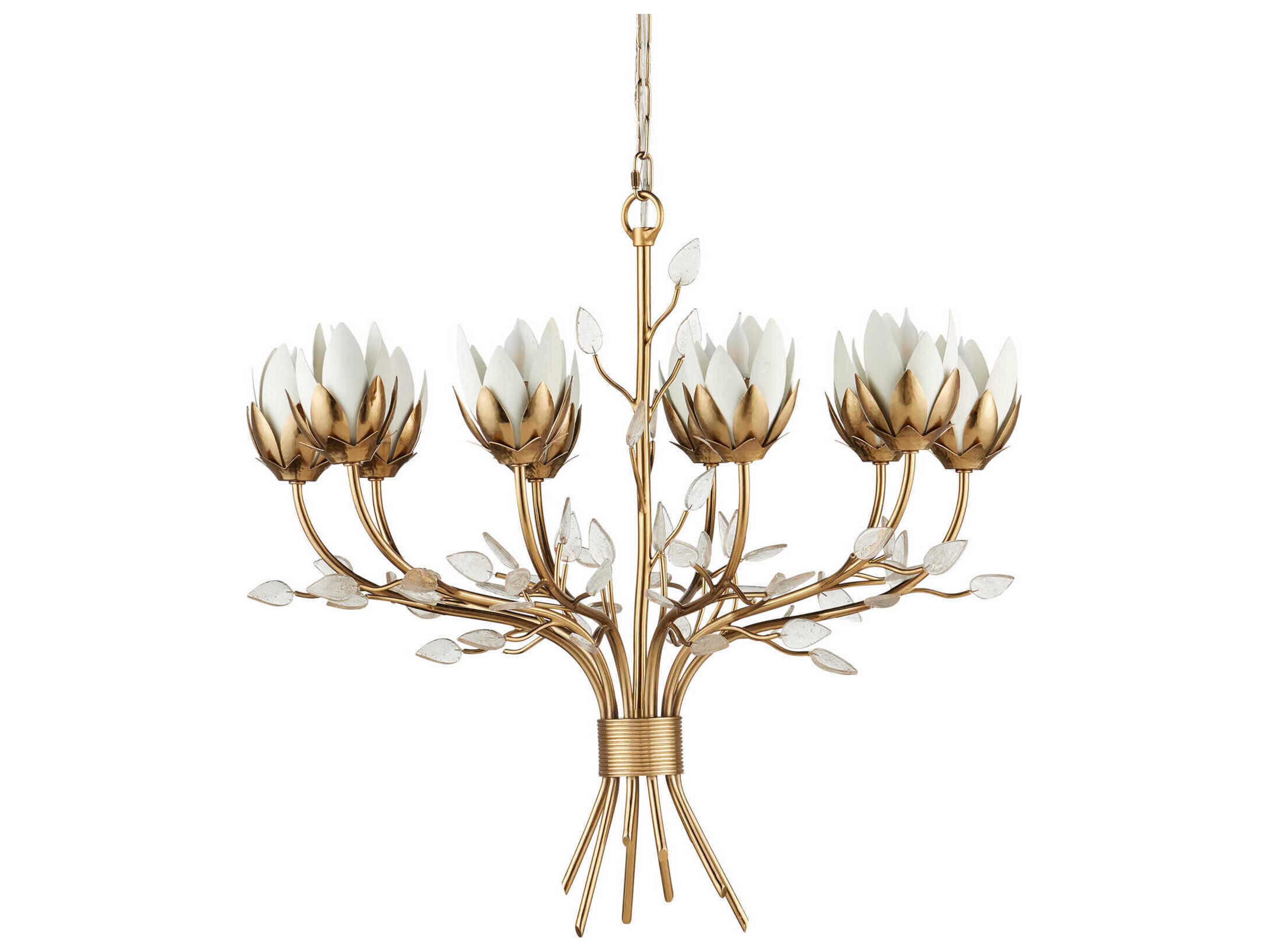 Currey & Company Star Magnolia 10-Light Antique Brass Chandelier