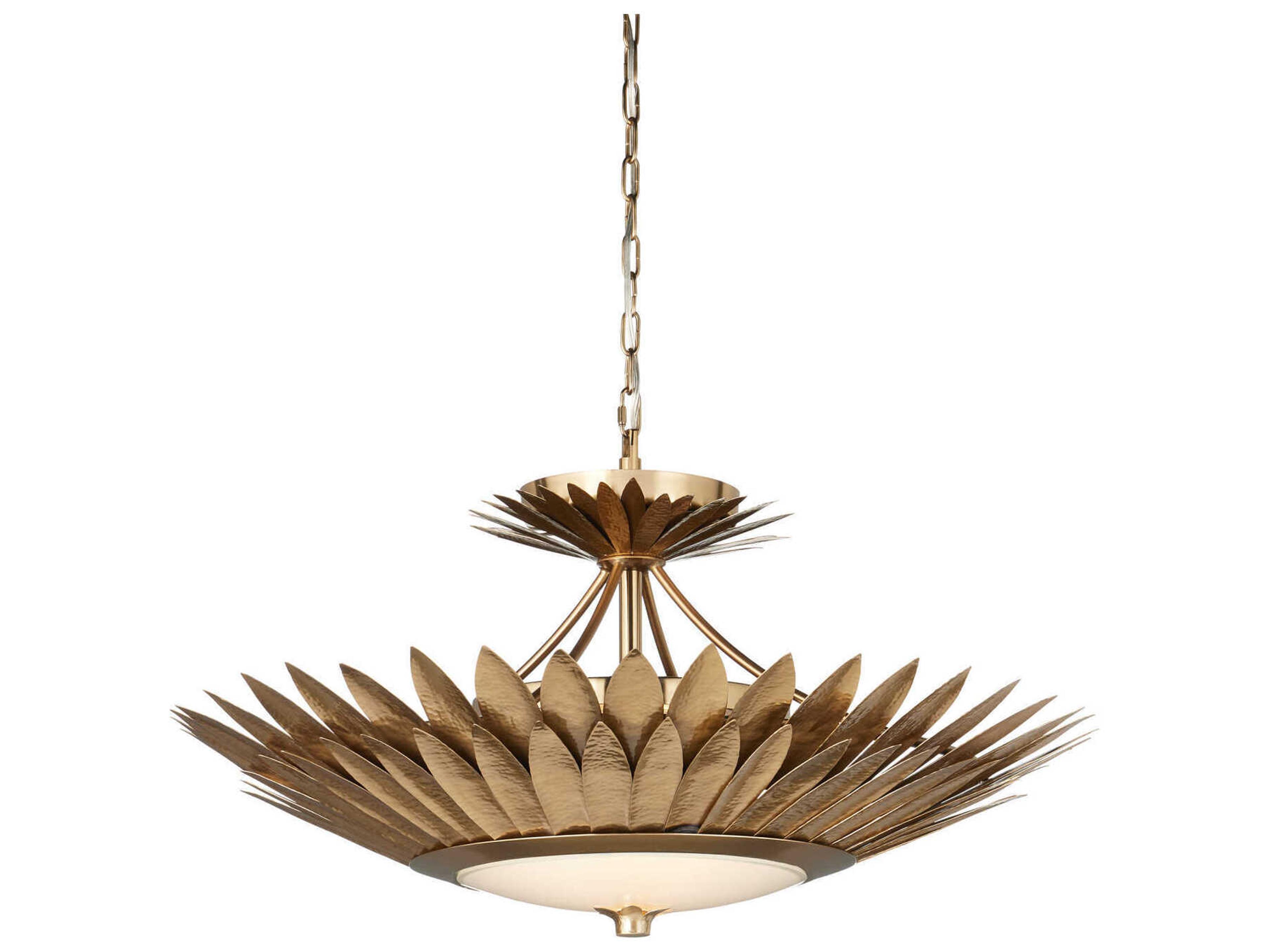 Plumage 1-Light Antique Brass Bowl Pendant