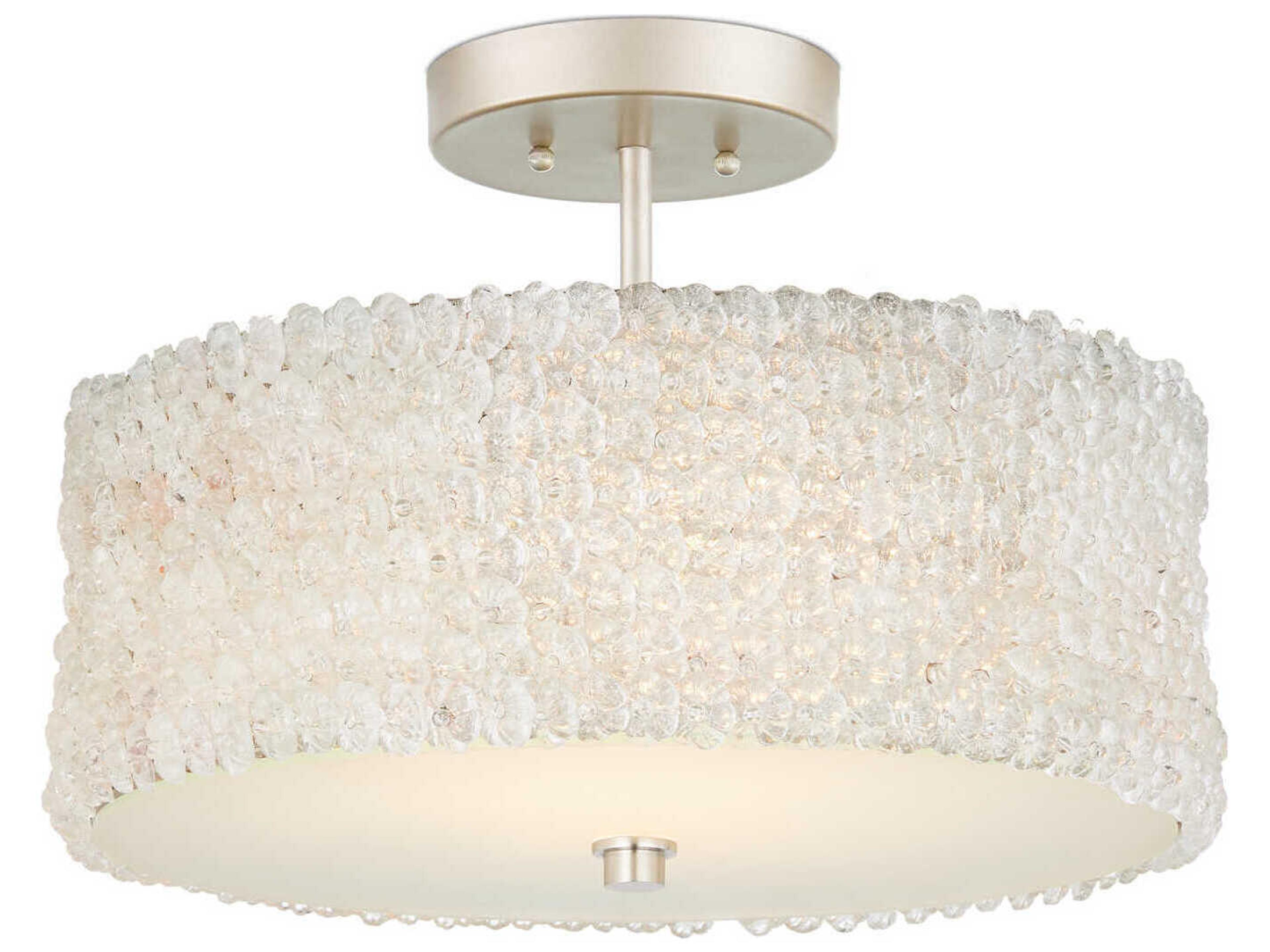 Florecitas 3-Light Nickel Clear Drum Semi Flush Mount
