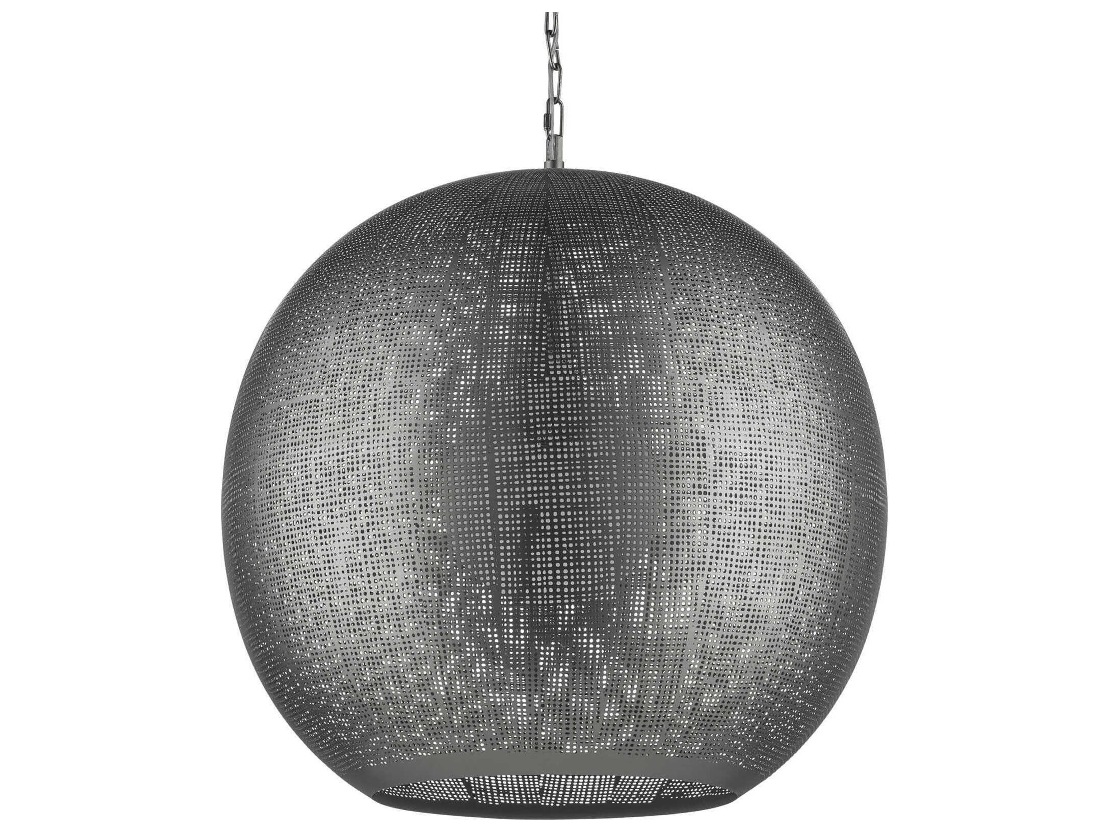 Currey & Company Buckram 1-Light Black Nickel Globe Pendant