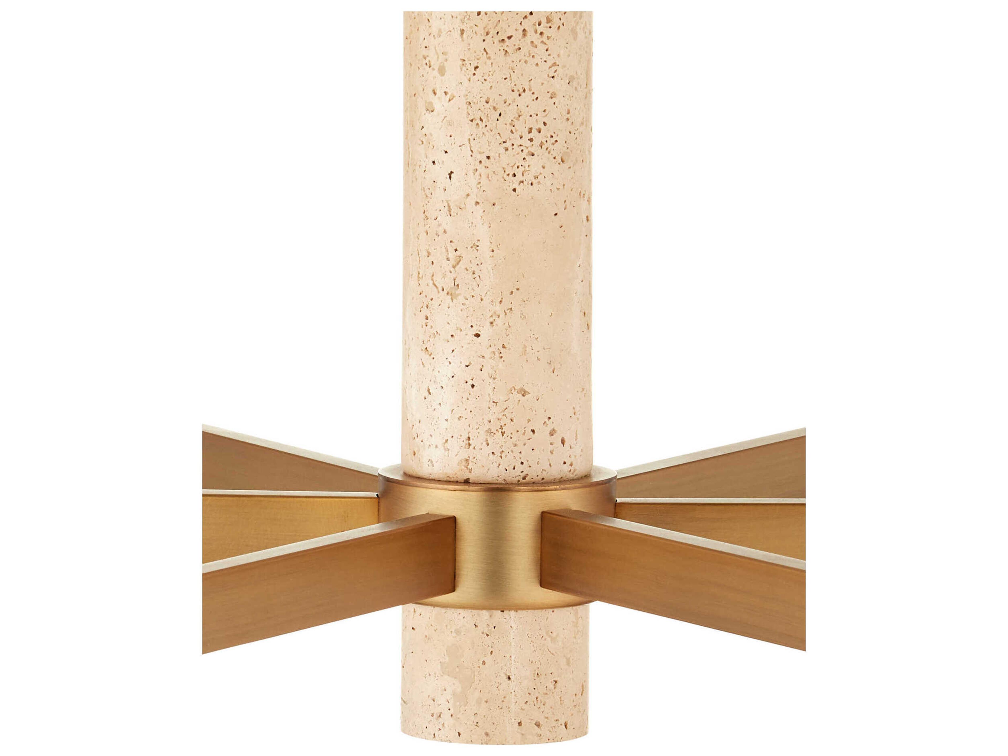 Currey & Company Marcelo 6-Light Natural Antique Brass Off White Chandelier