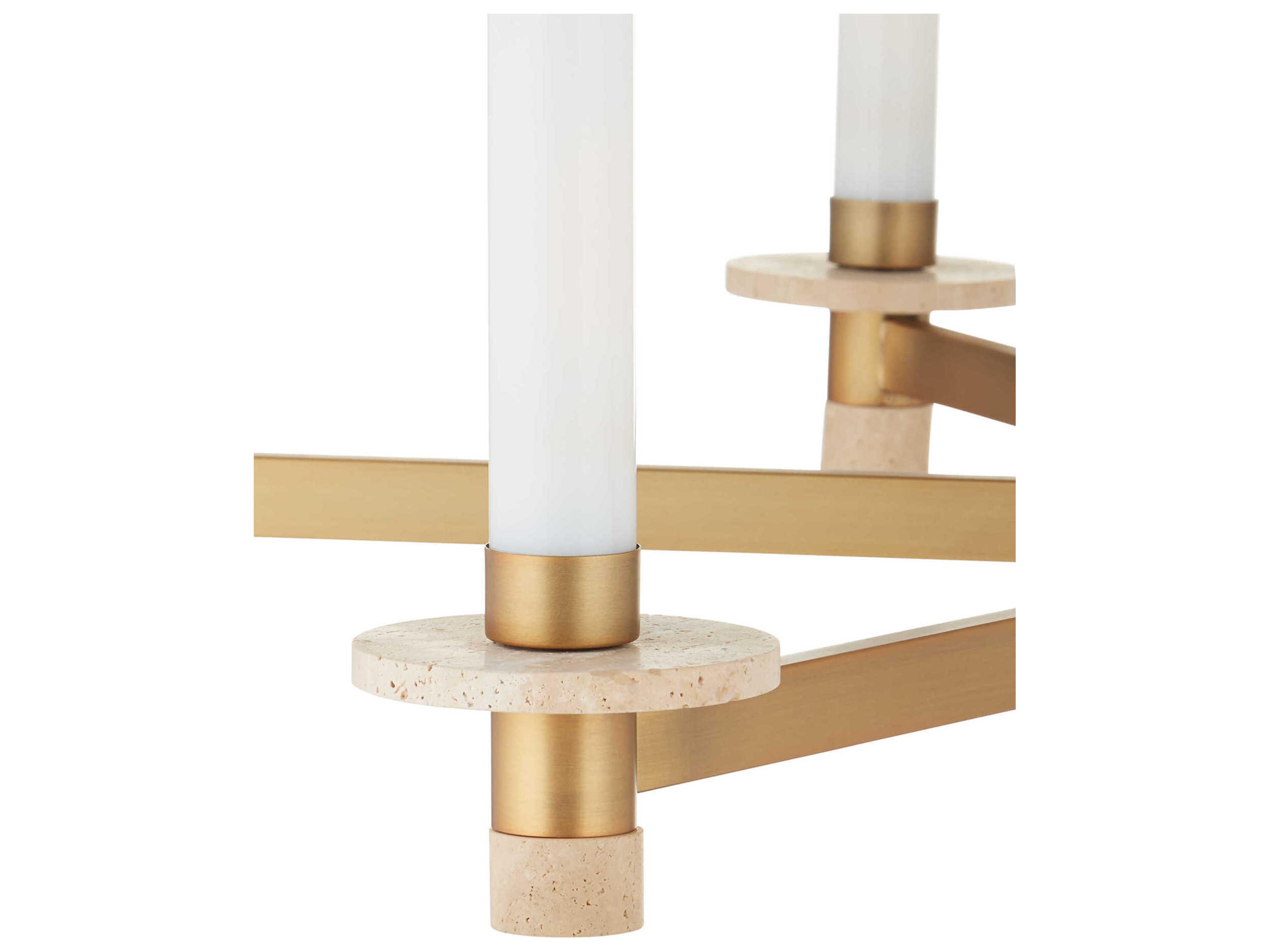 Currey & Company Marcelo 6-Light Natural Antique Brass Off White Chandelier