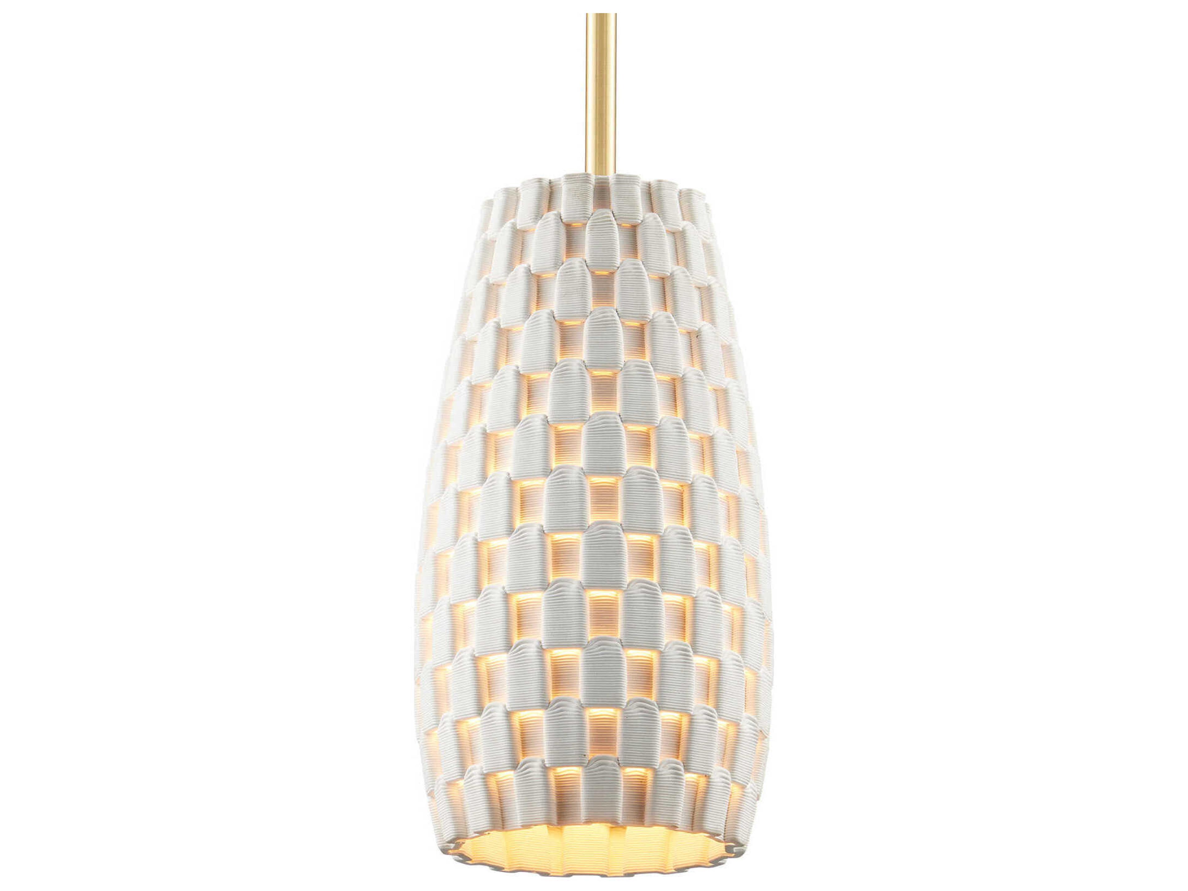 Tessitura 1-Light White Brass Cylinder Mini Pendant