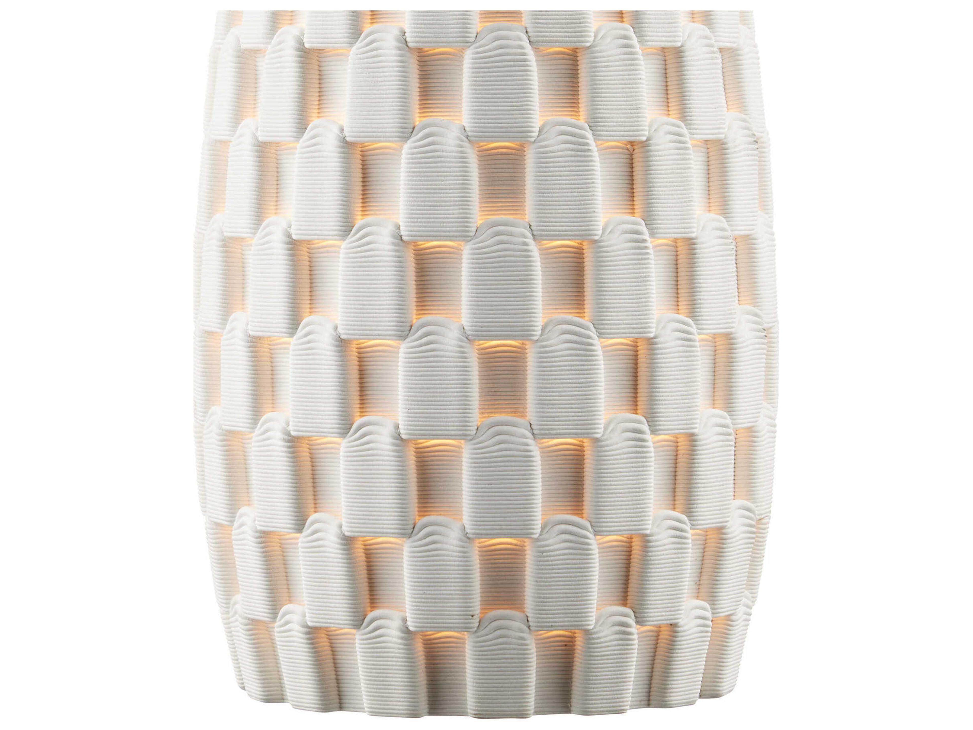 Currey & Company Tessitura 1-Light White Brass Cylinder Mini Pendant