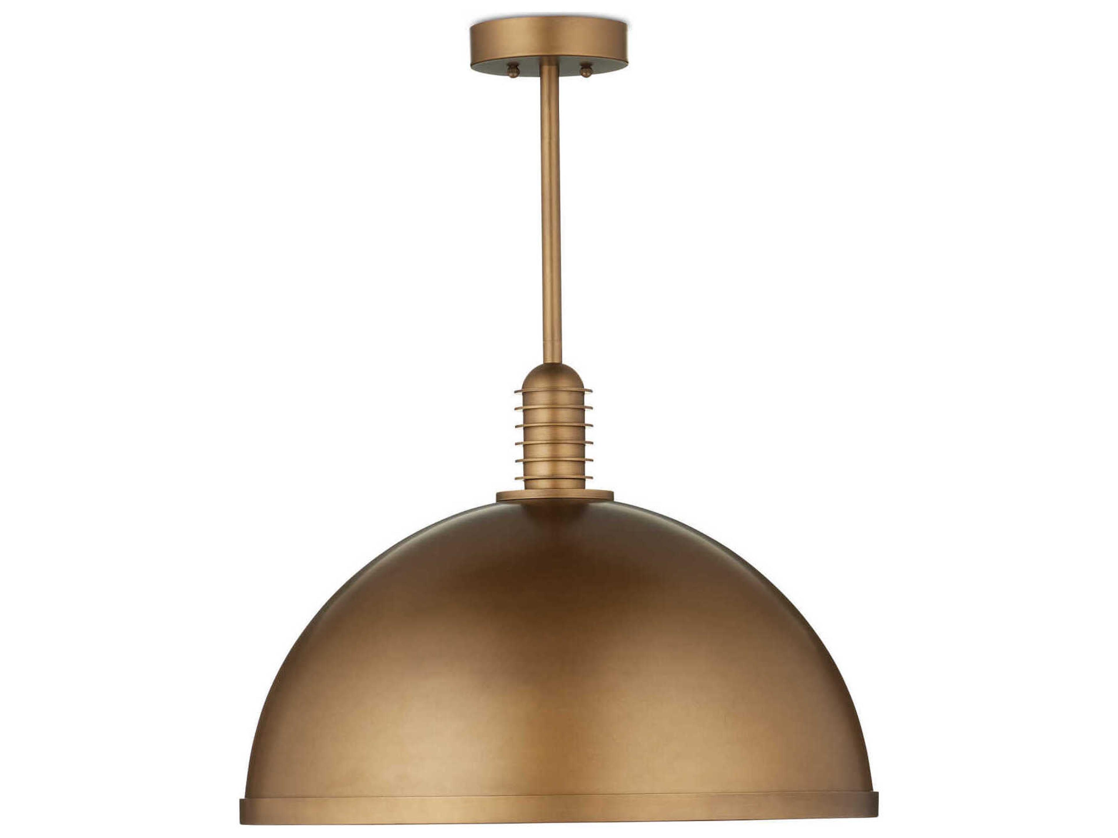 Currey & Company Cupola 1-Light Antique Brass Dome Pendant