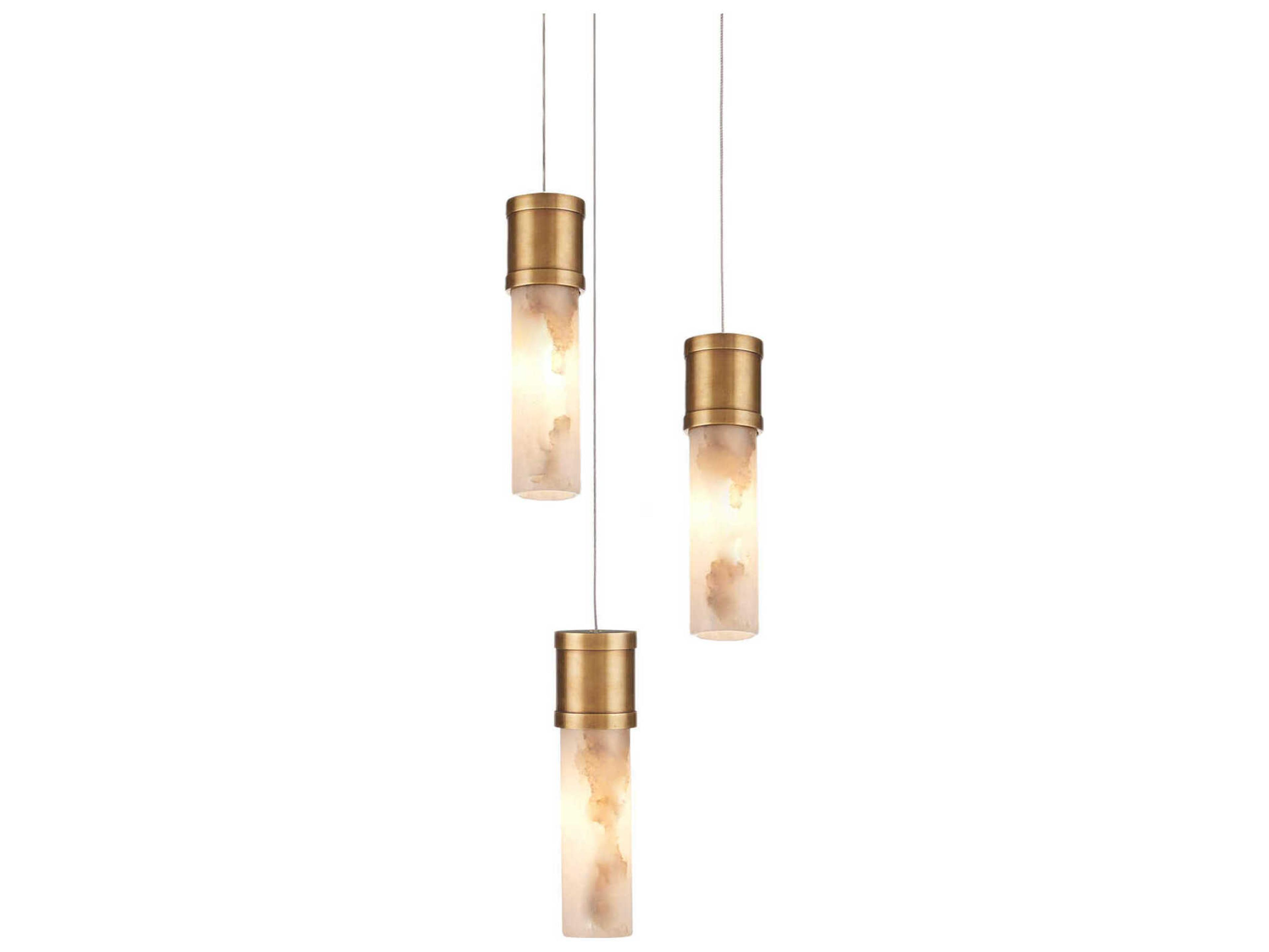 Cannula 3-Light Vintage Brass Cylinder Mini Pendant