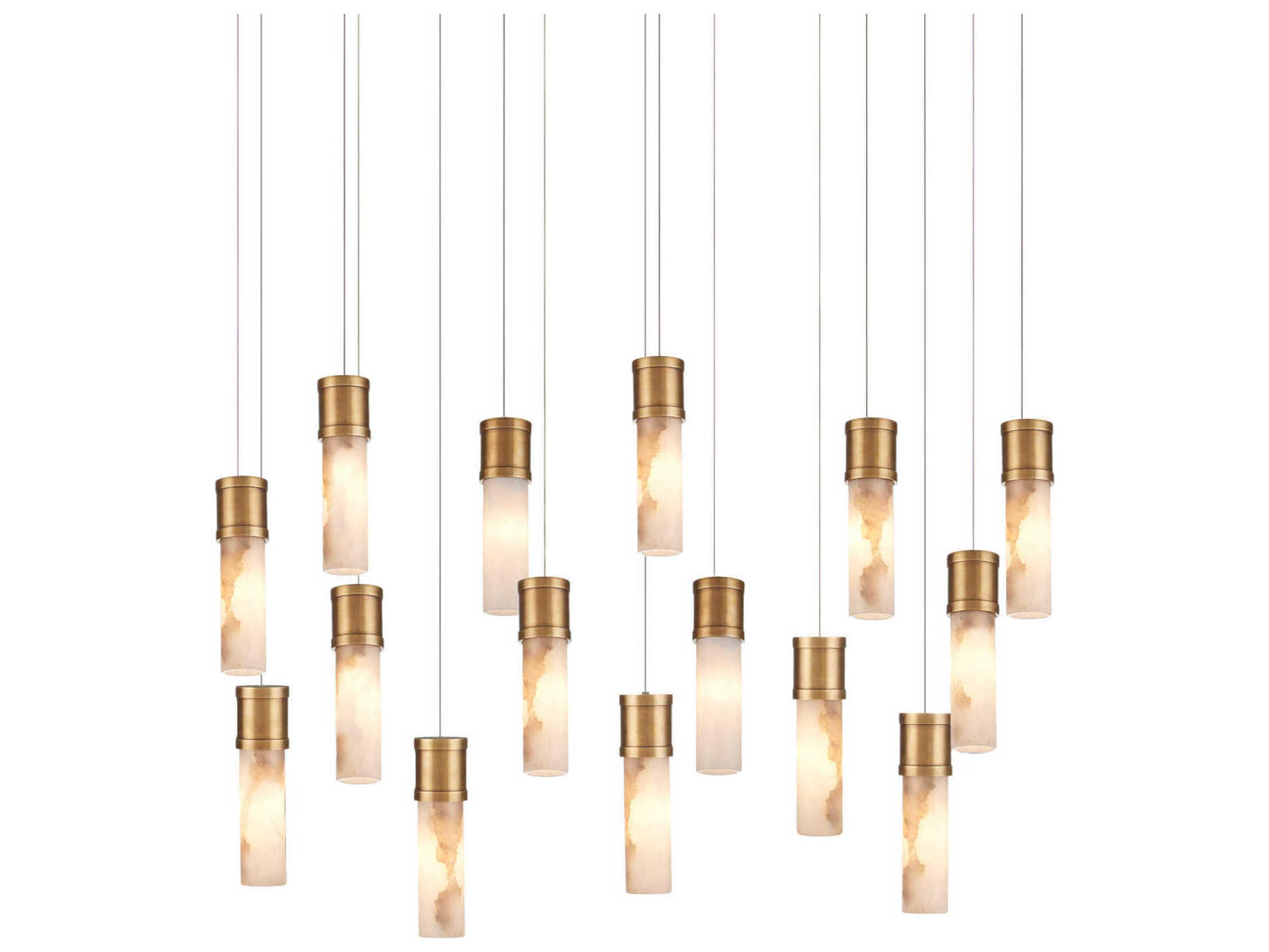 Cannula 15-Light Vintage Brass Cylinder Island Pendant