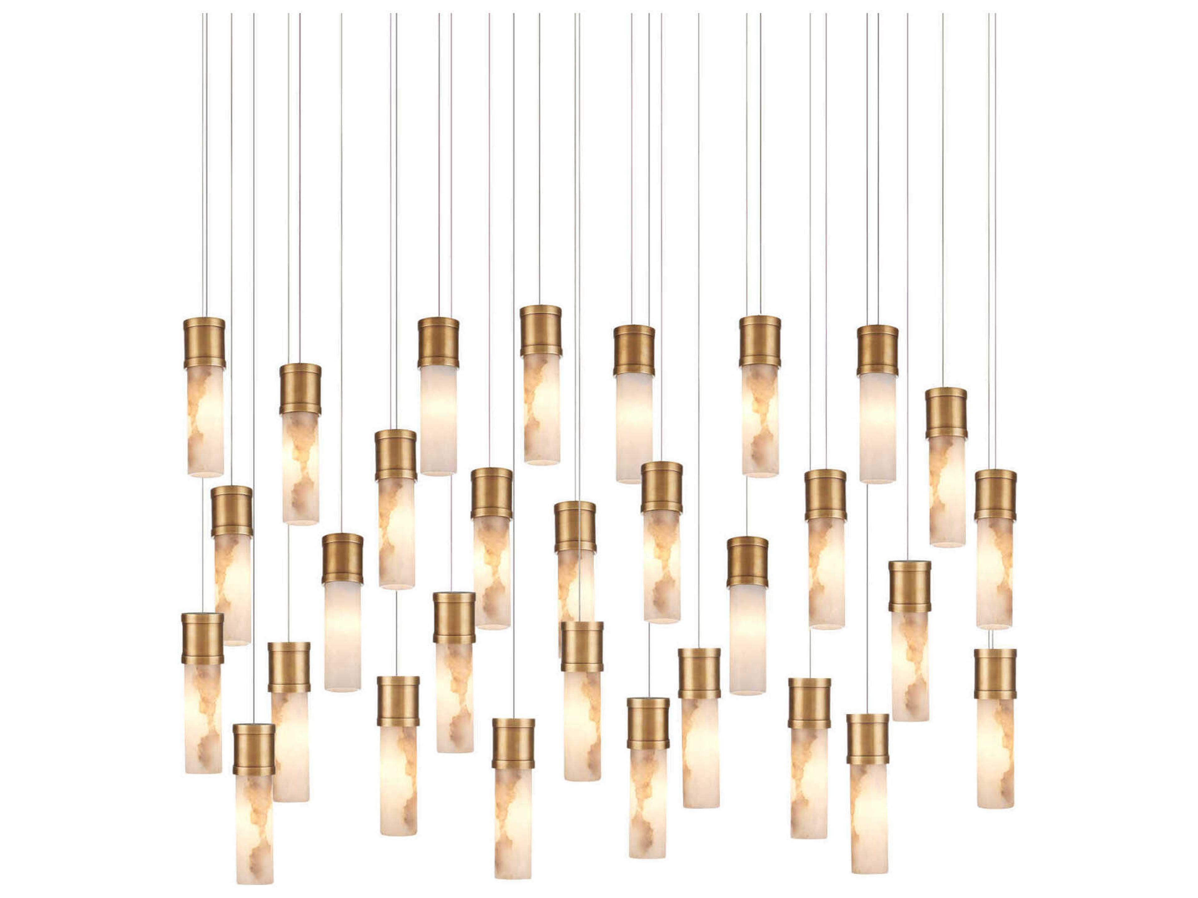 Cannula 30-Light Vintage Brass Cylinder Round Island Pendant