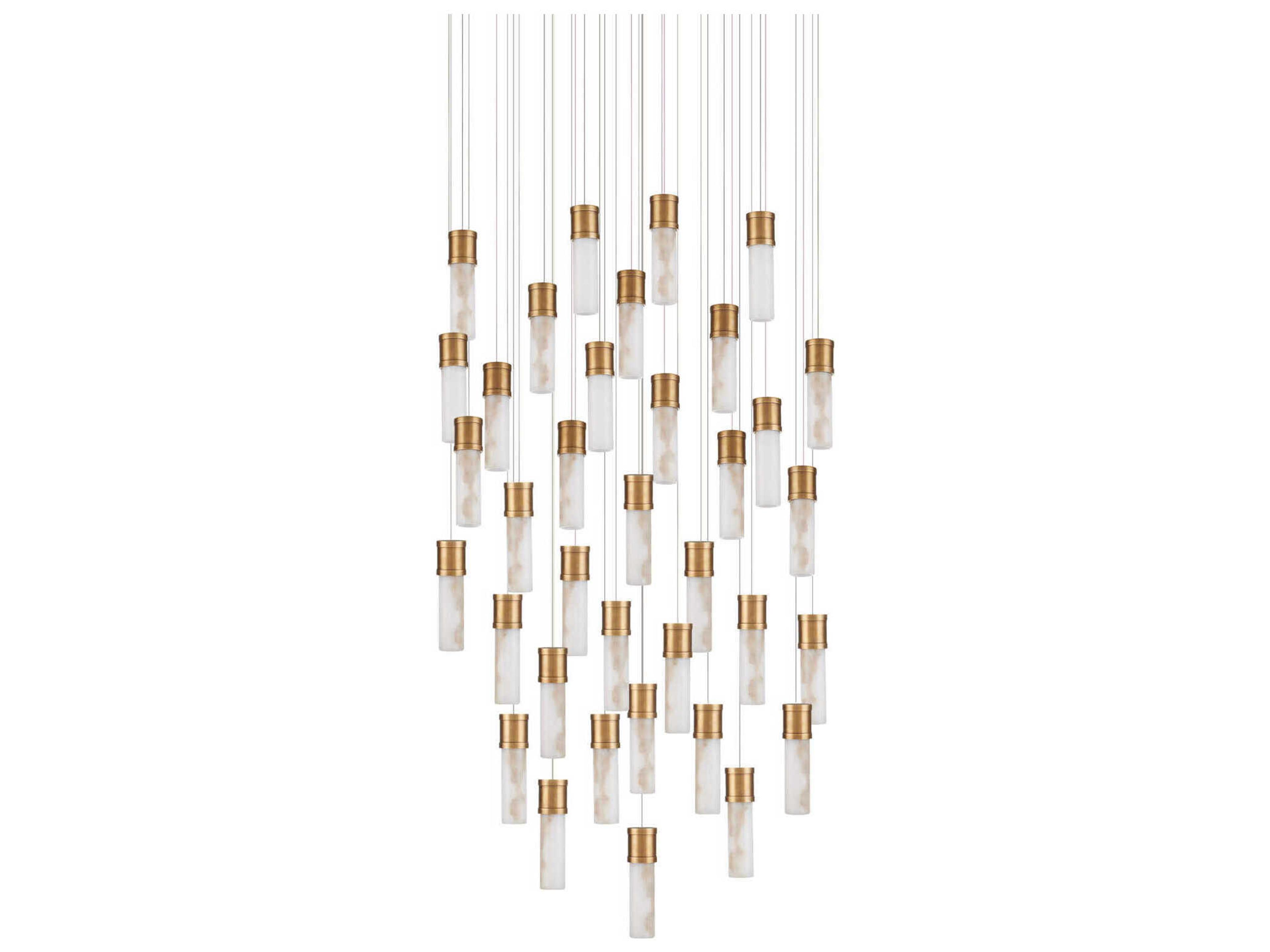 Currey & Company Cannula 36-Light Vintage Brass Cylinder Round Pendant