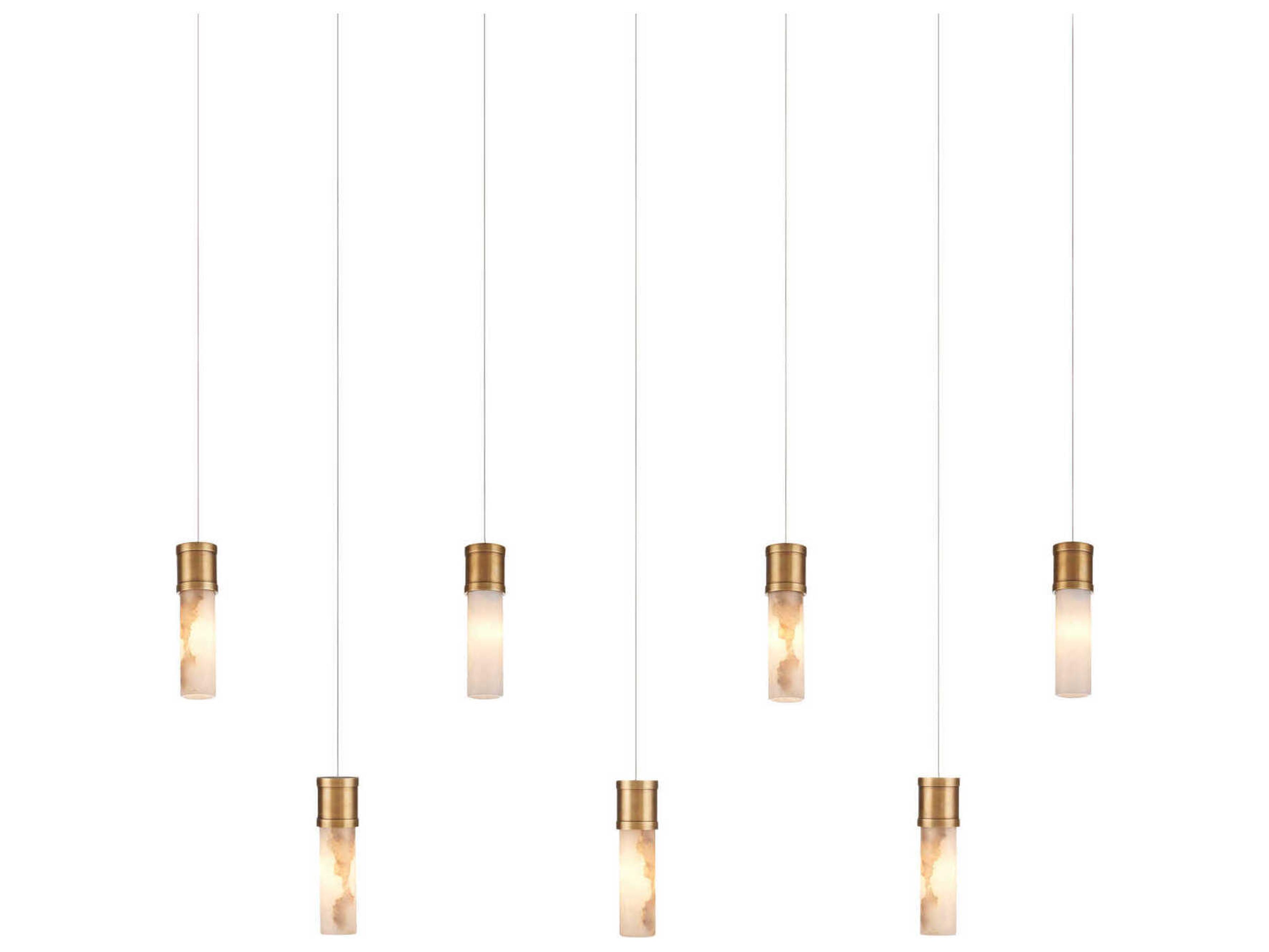 Cannula 7-Light Vintage Brass Cylinder Island Pendant