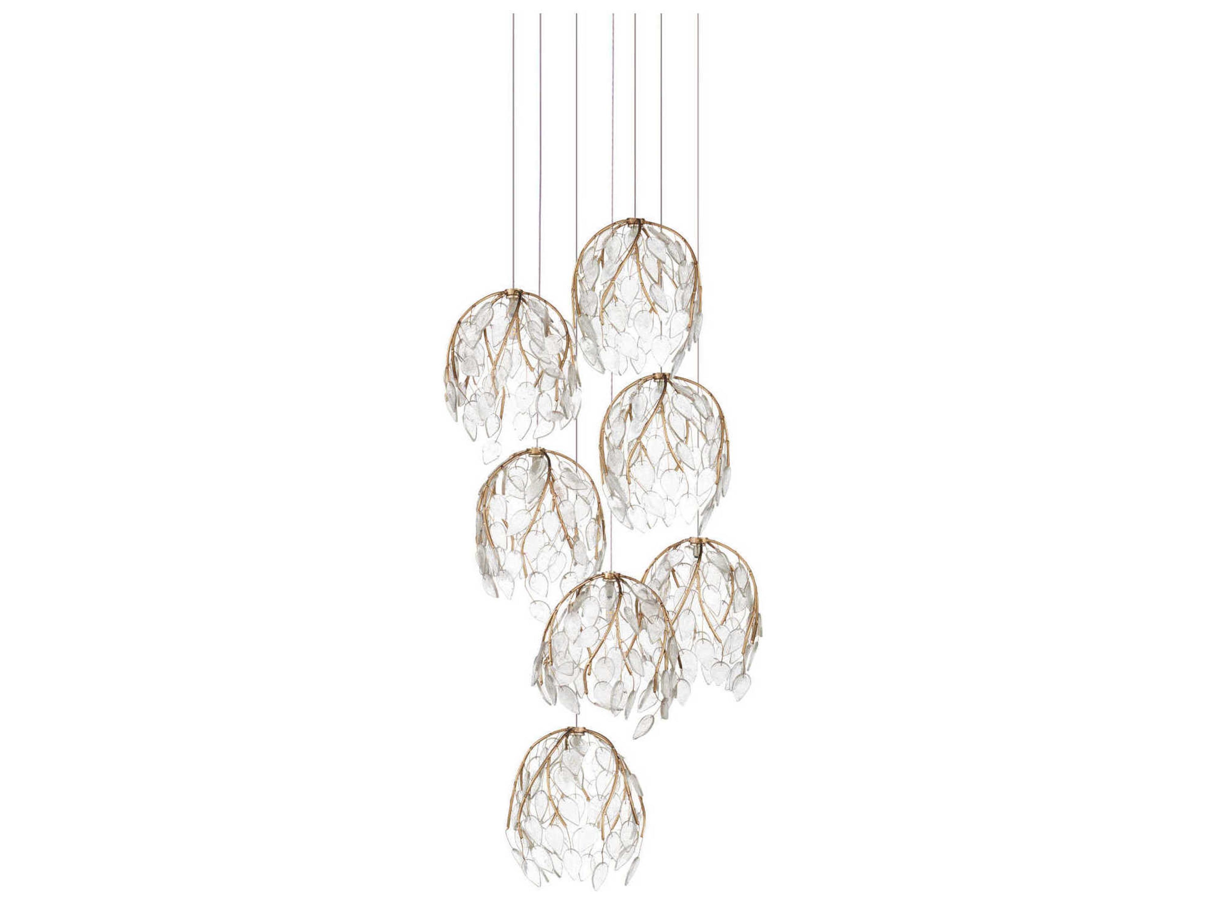 Currey & Company Banyan 7-Light Antique Brass Pendant