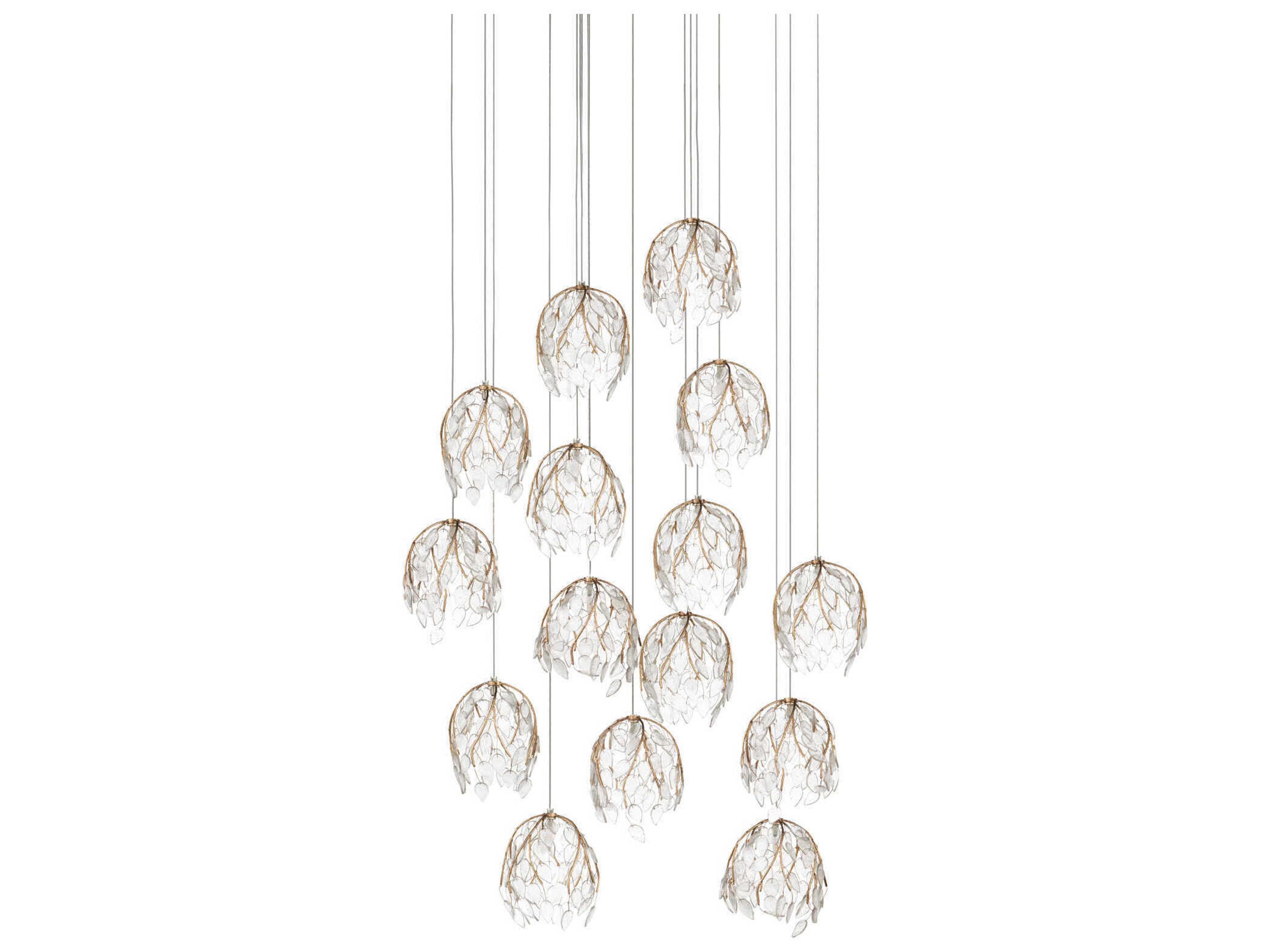 Currey & Company Banyan 15-Light Antique Brass Pendant