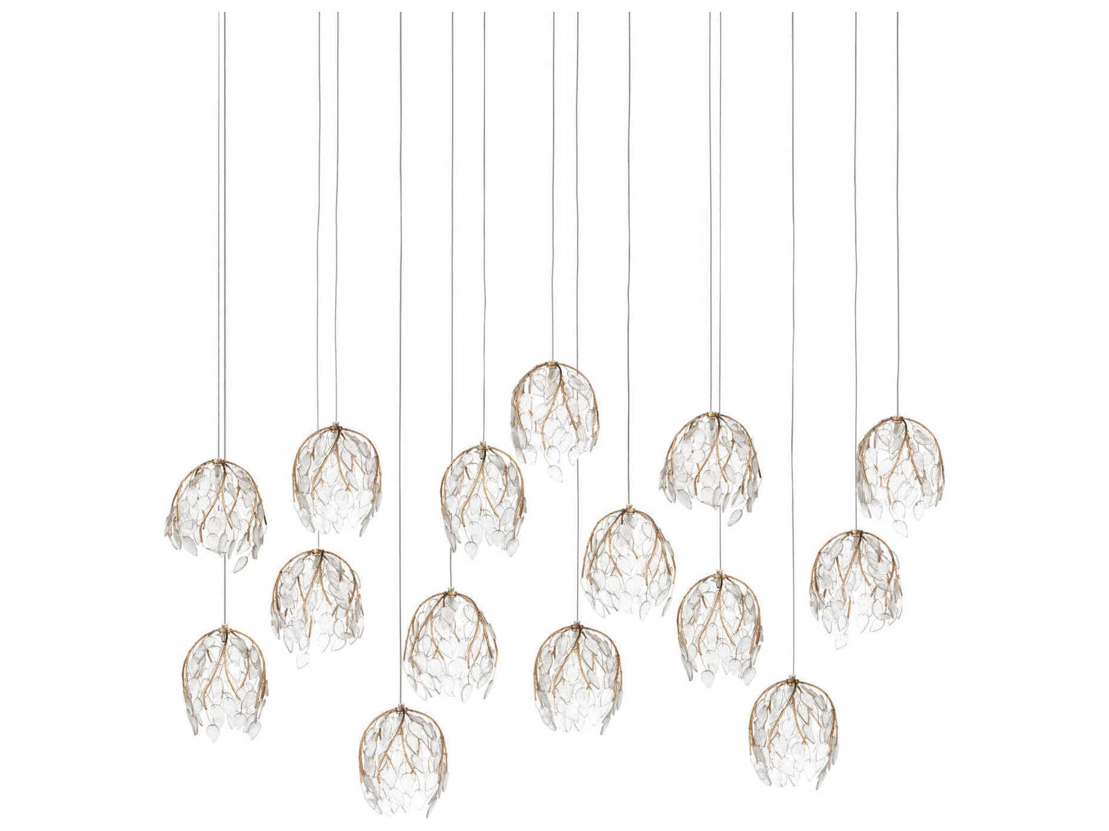 Currey & Company Banyan 15-Light Antique Brass Island Pendant