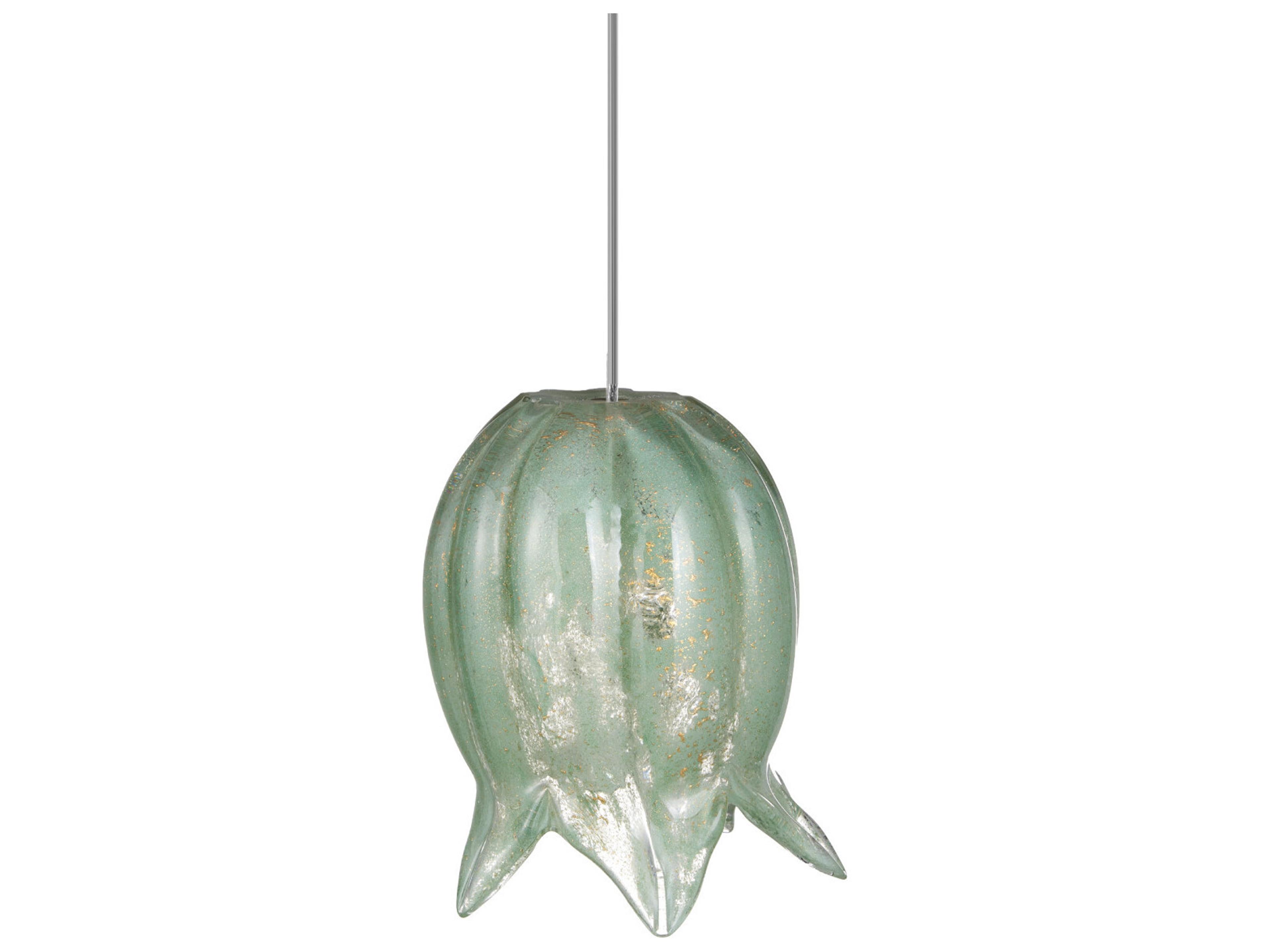 Currey & Company Polpo 3-Light Green Silver Mini Pendant