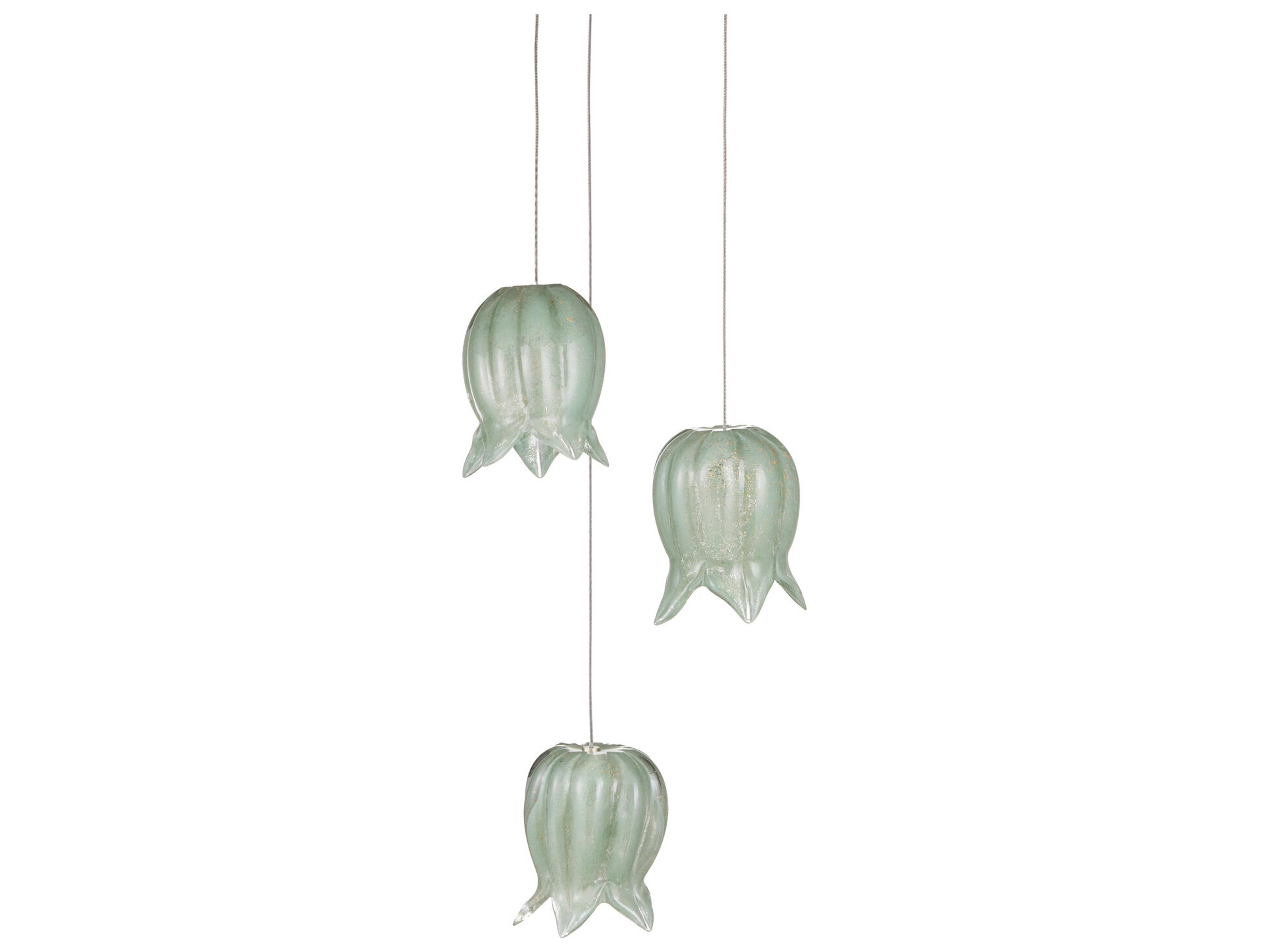 Currey & Company Polpo 3-Light Green Silver Mini Pendant