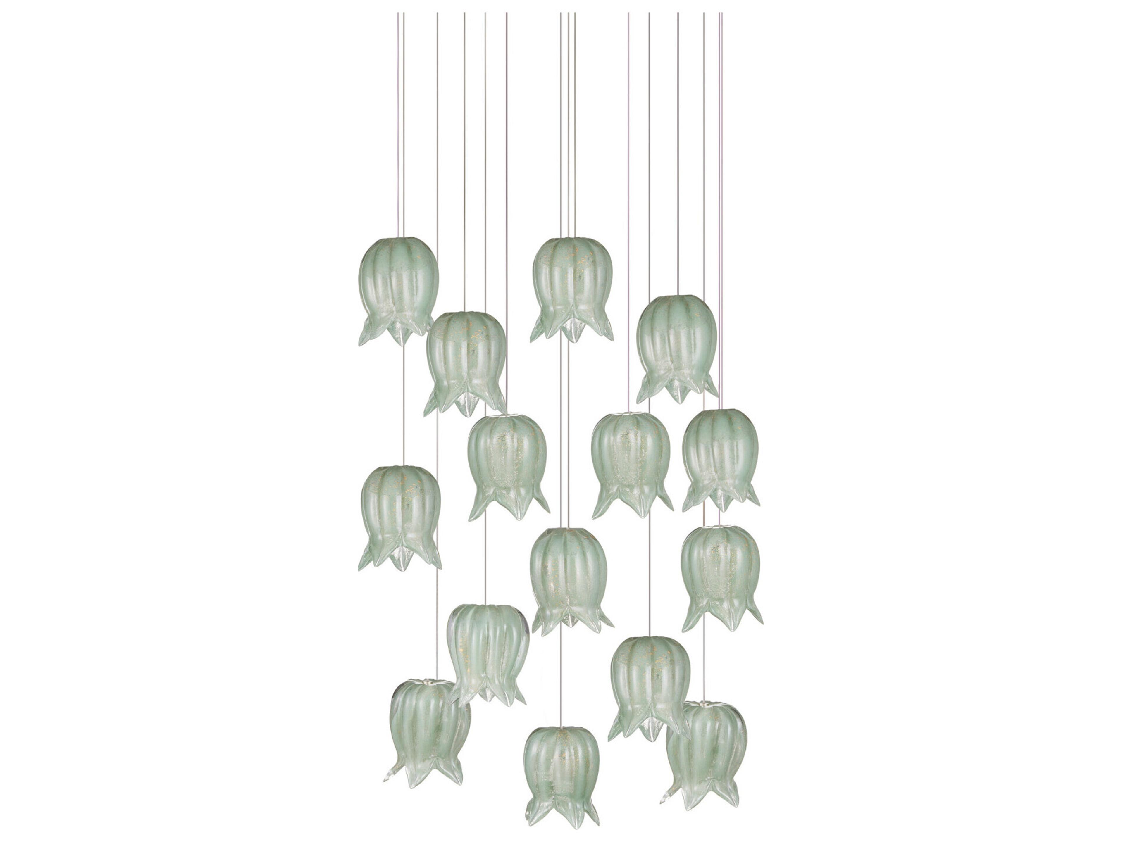 Currey & Company Polpo 15-Light Green Silver Pendant