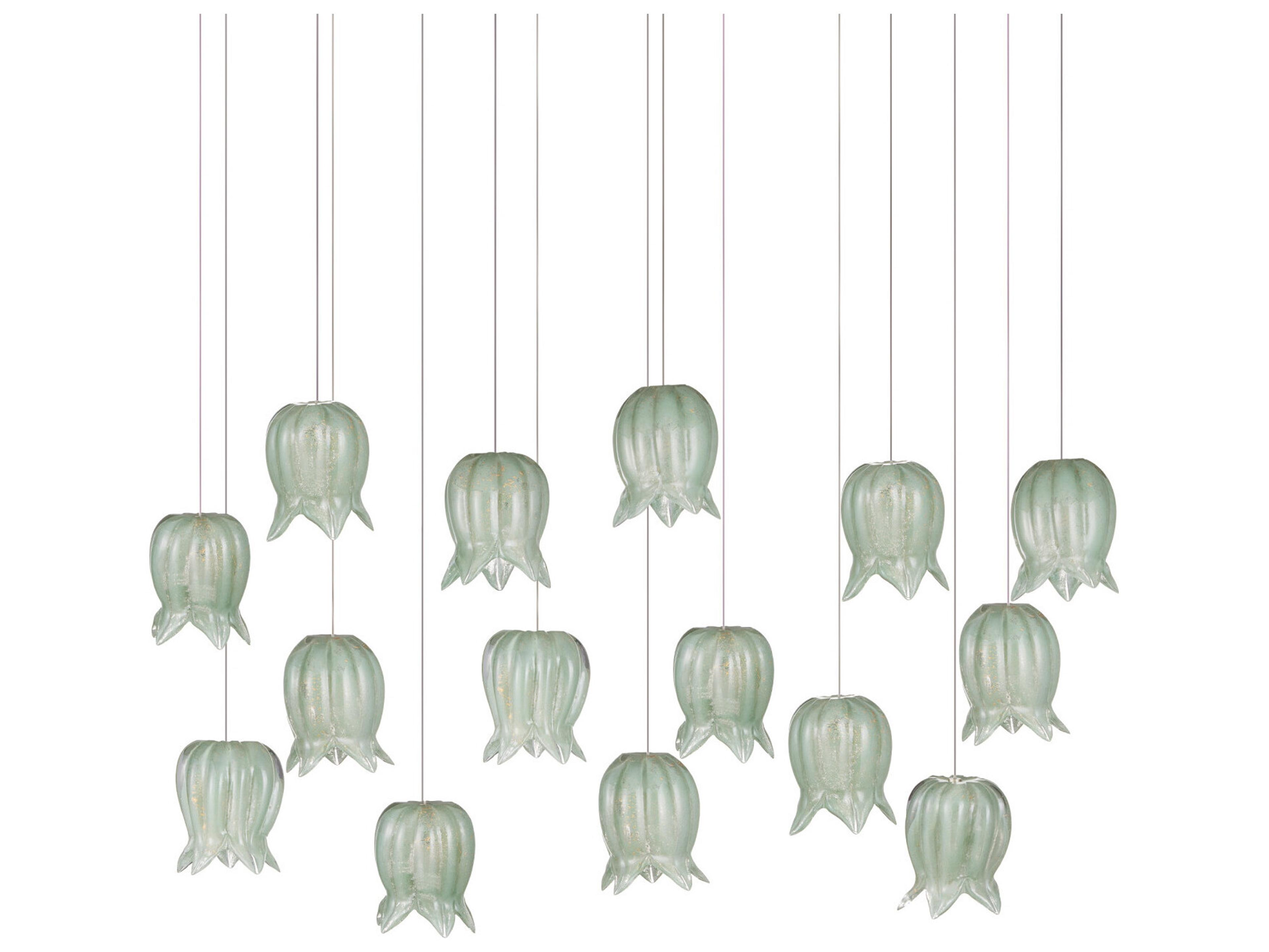 Currey & Company Polpo 15-Light Green Silver Island Pendant