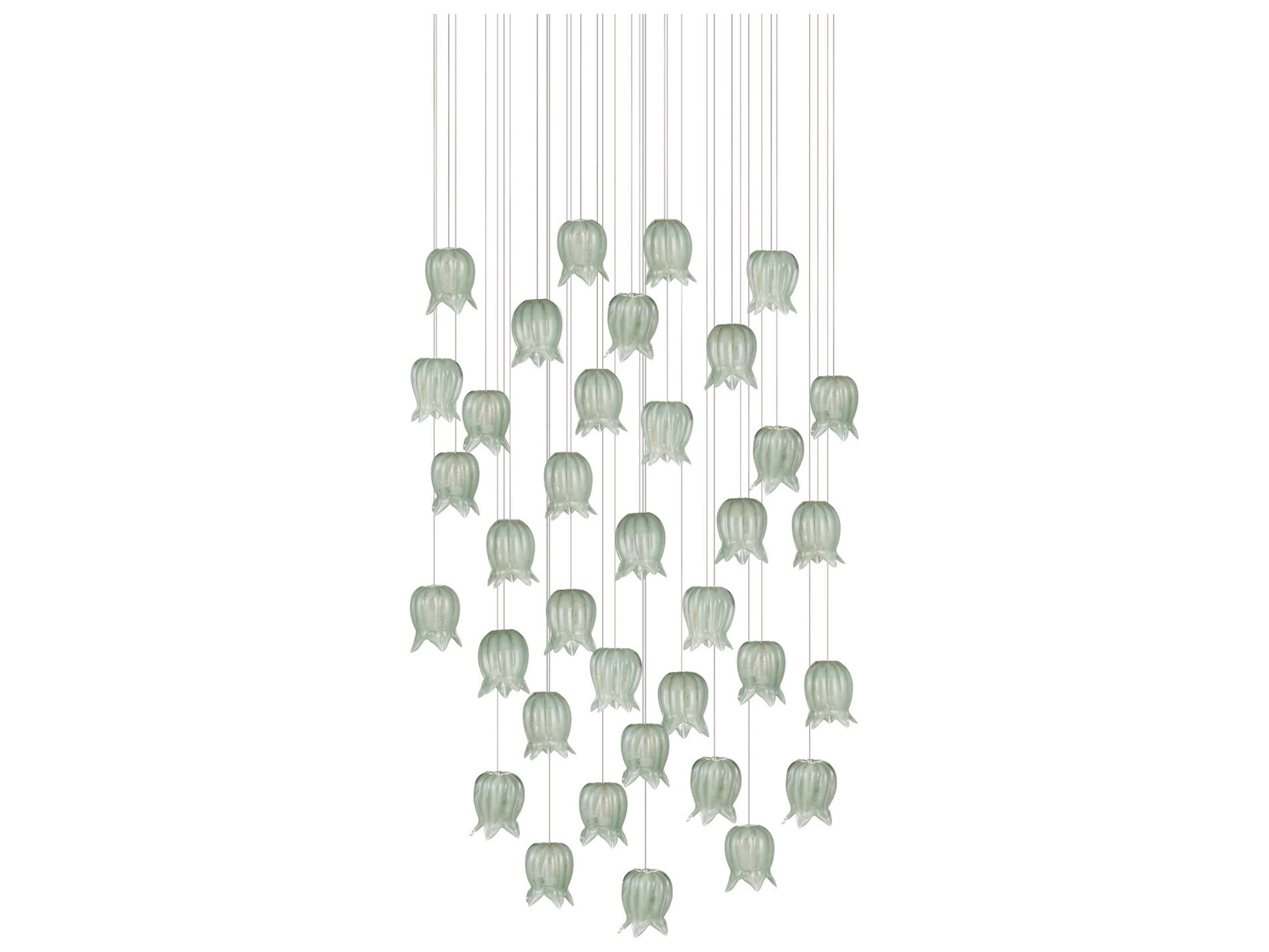 Currey & Company Polpo 36-Light Green Silver Pendant