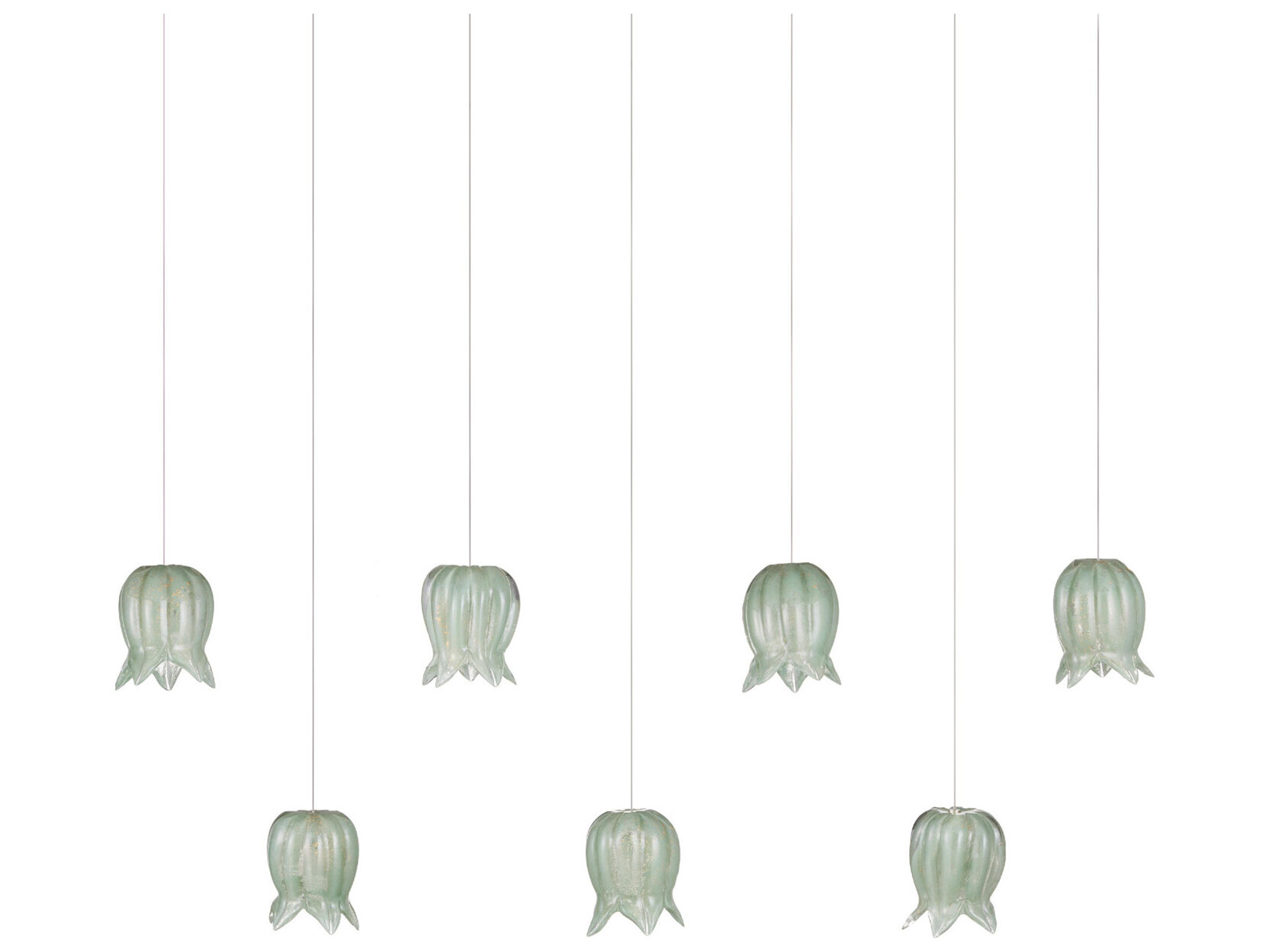 Currey & Company Polpo 7-Light Green Silver Island Pendant