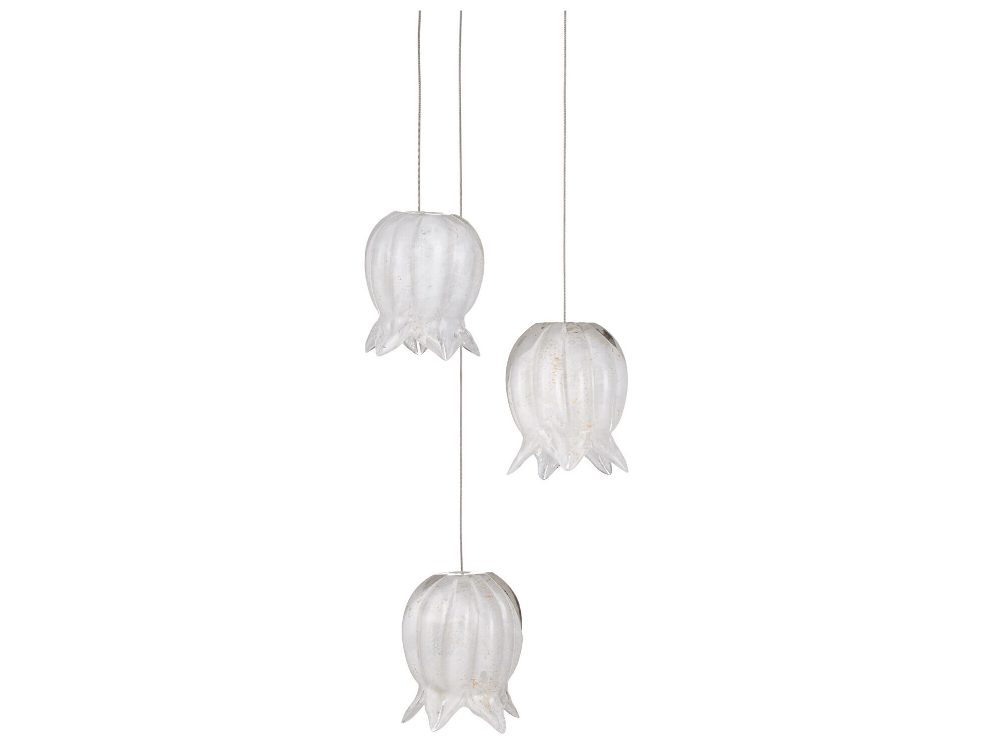 Currey & Company Polpo 3-Light White Silver Mini Pendant