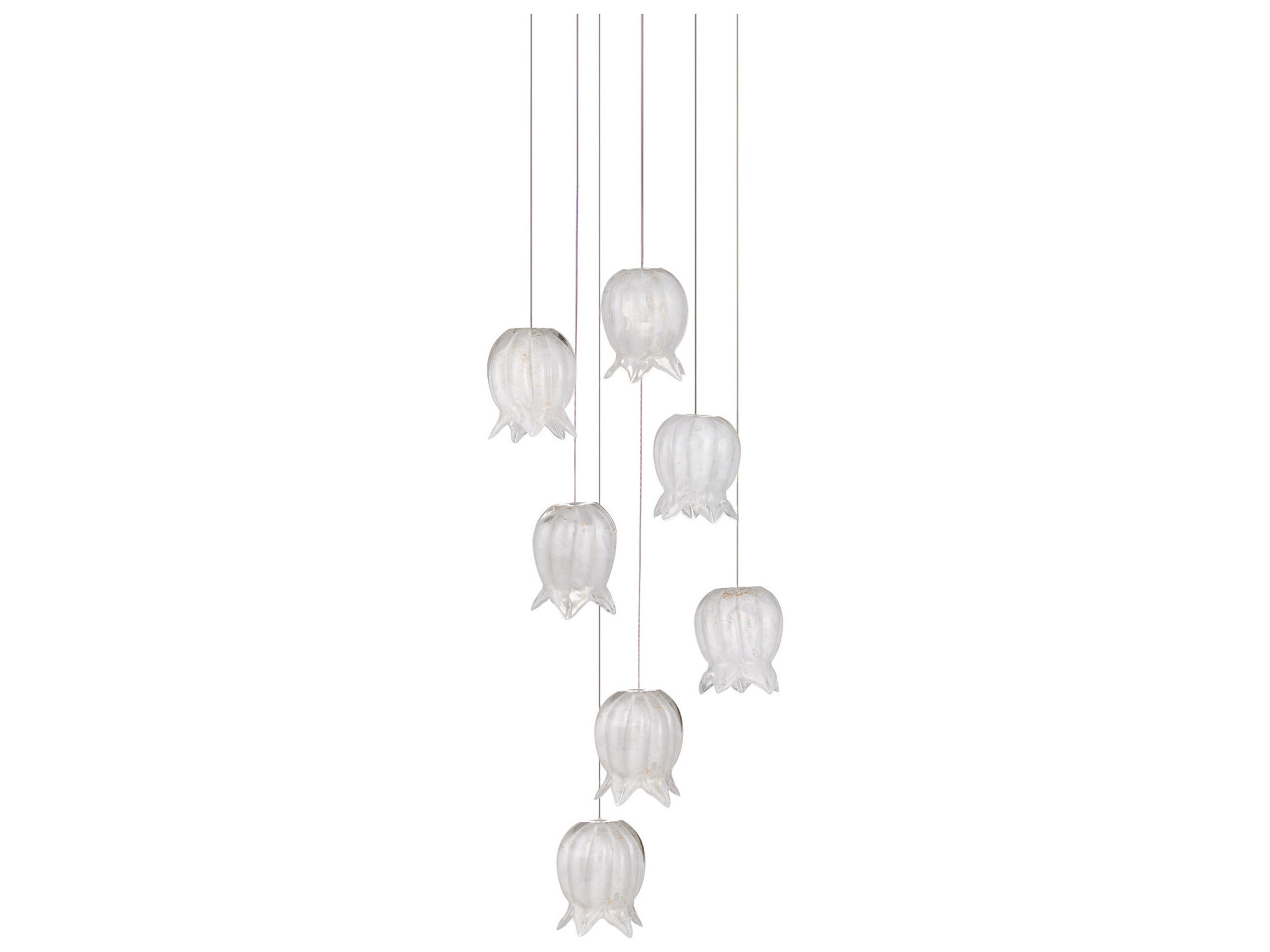 Currey & Company Polpo 7-Light White Silver Pendant