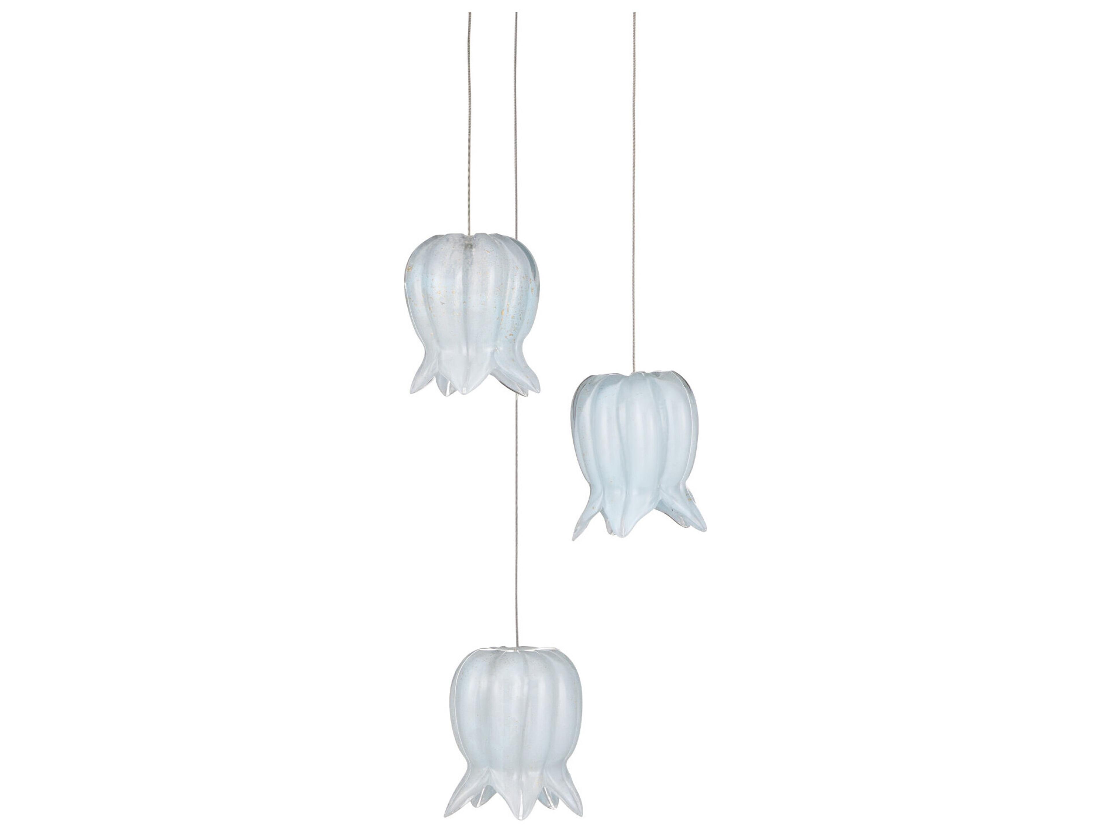 Currey & Company Polpo 3-Light Blue Silver Mini Pendant