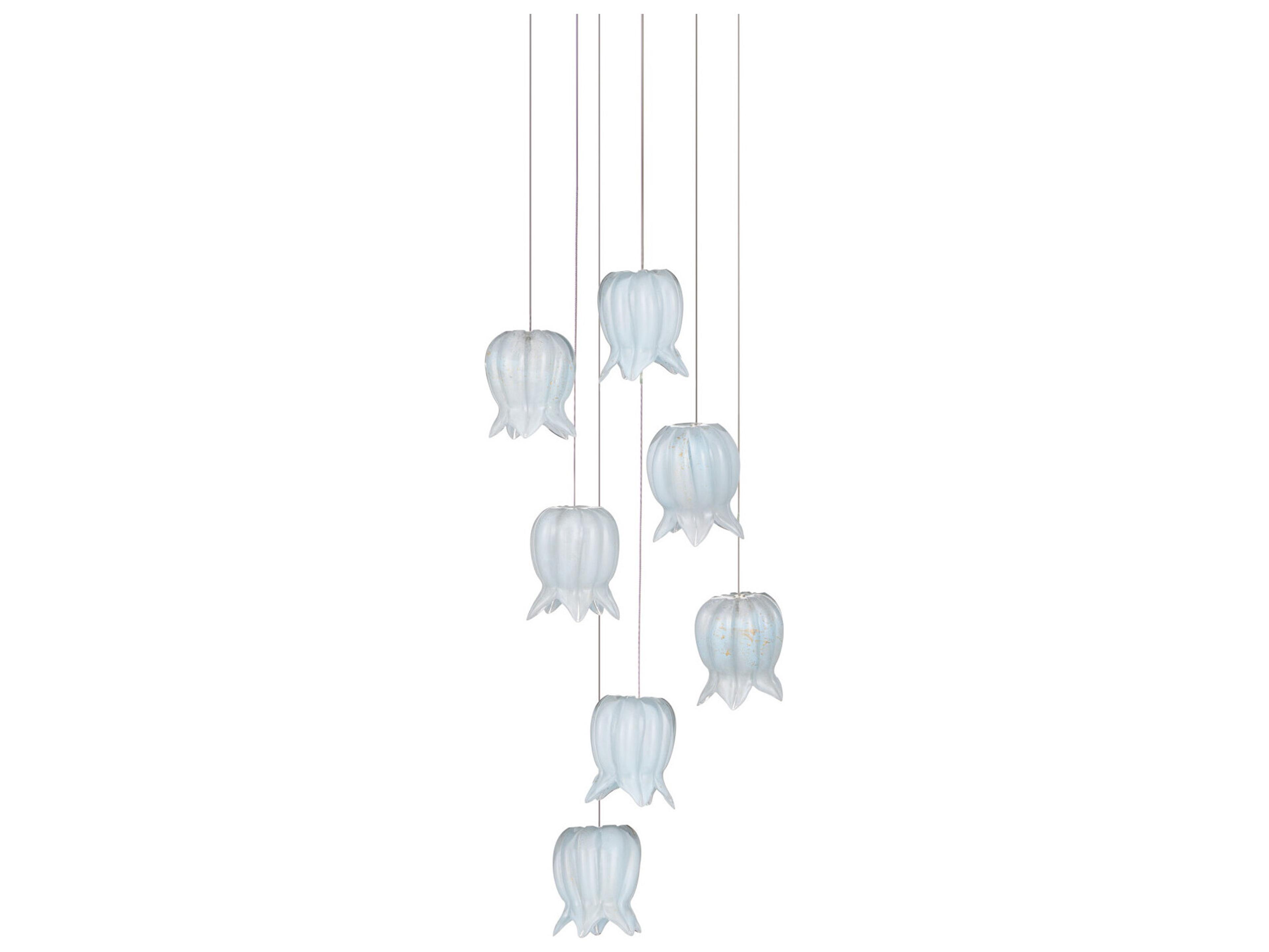 Currey & Company Polpo 7-Light Blue Silver Pendant