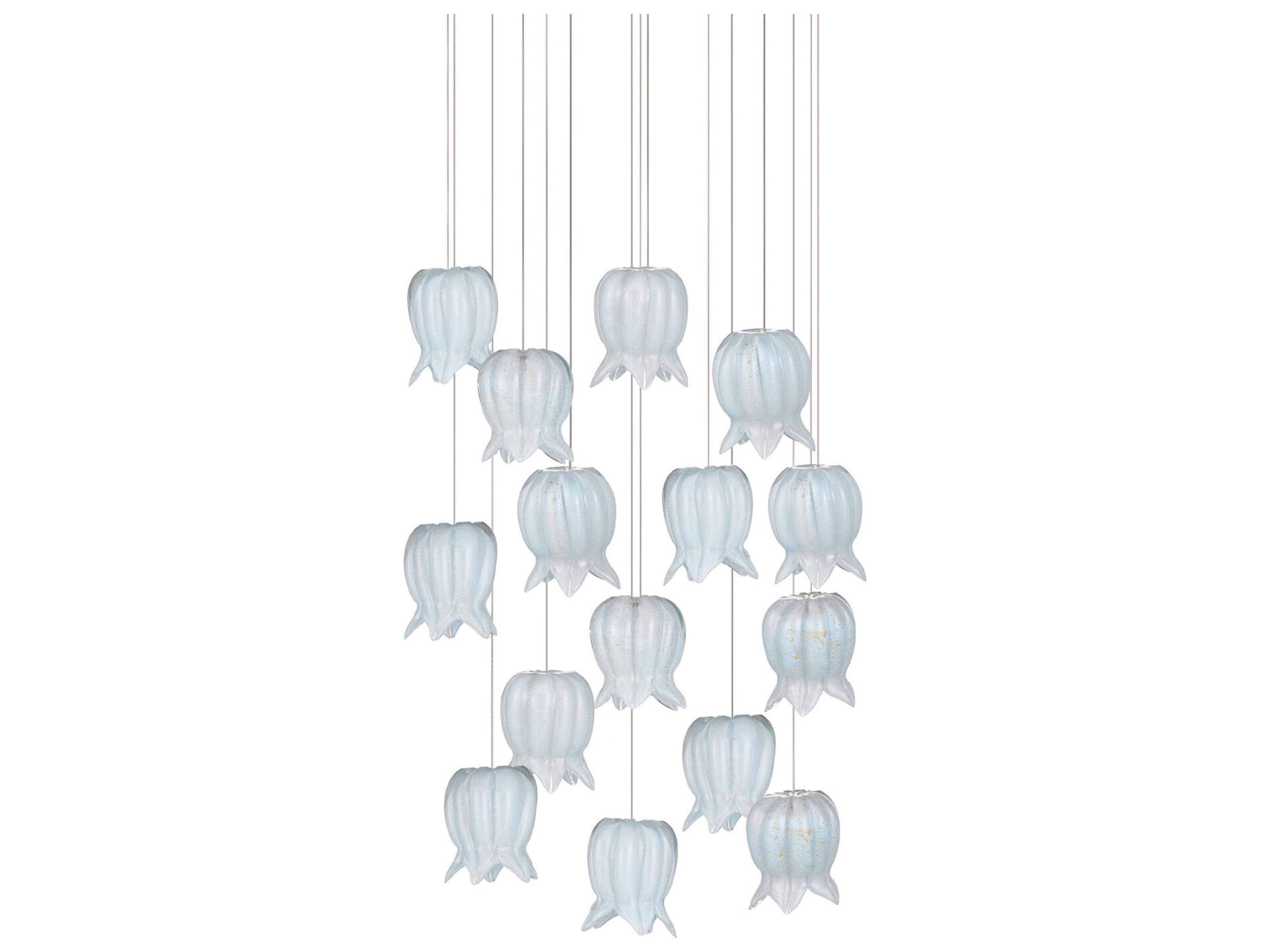 Currey & Company Polpo 15-Light Blue Silver Pendant