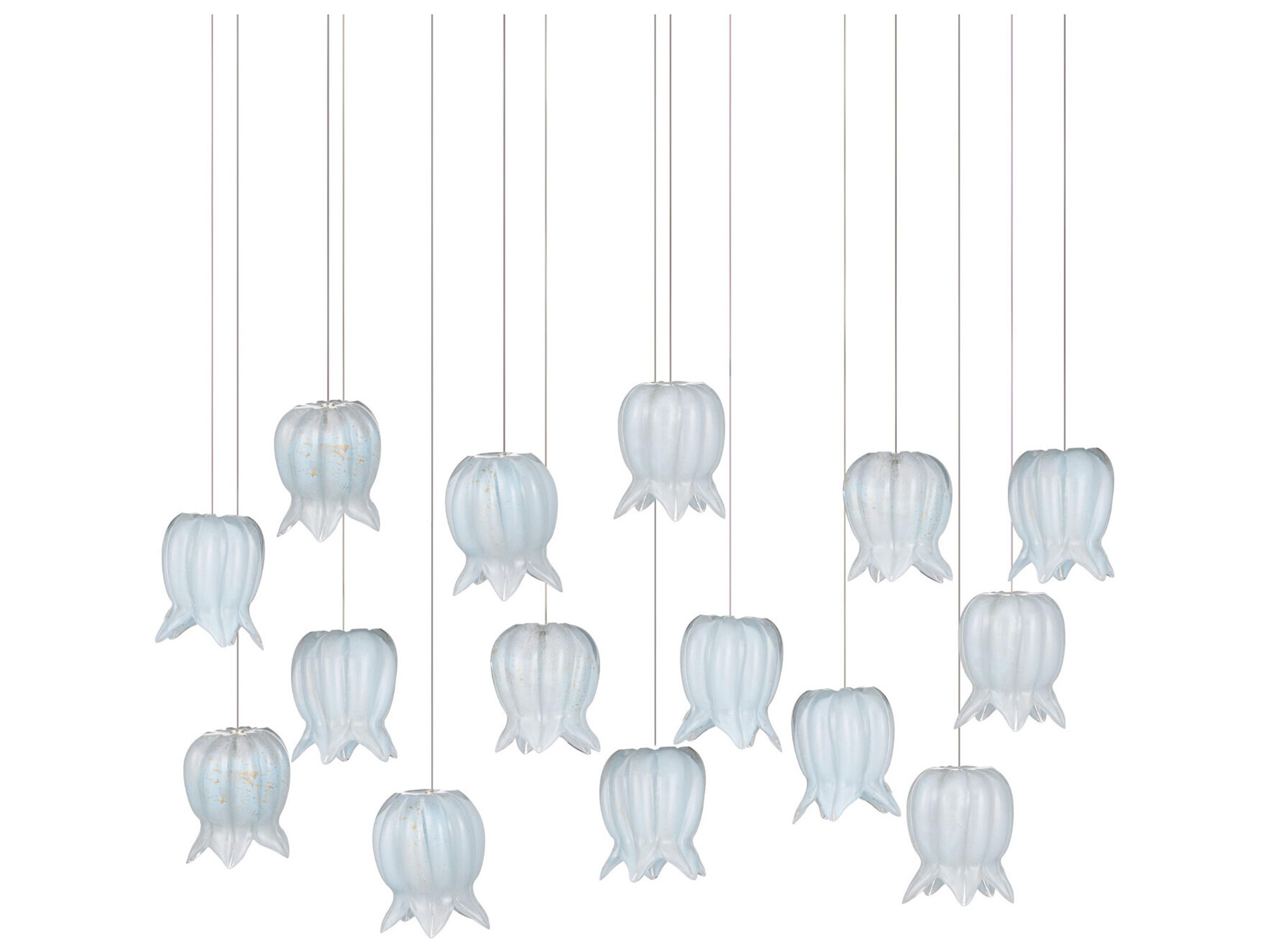 Currey & Company Polpo 15-Light Blue Silver Island Pendant