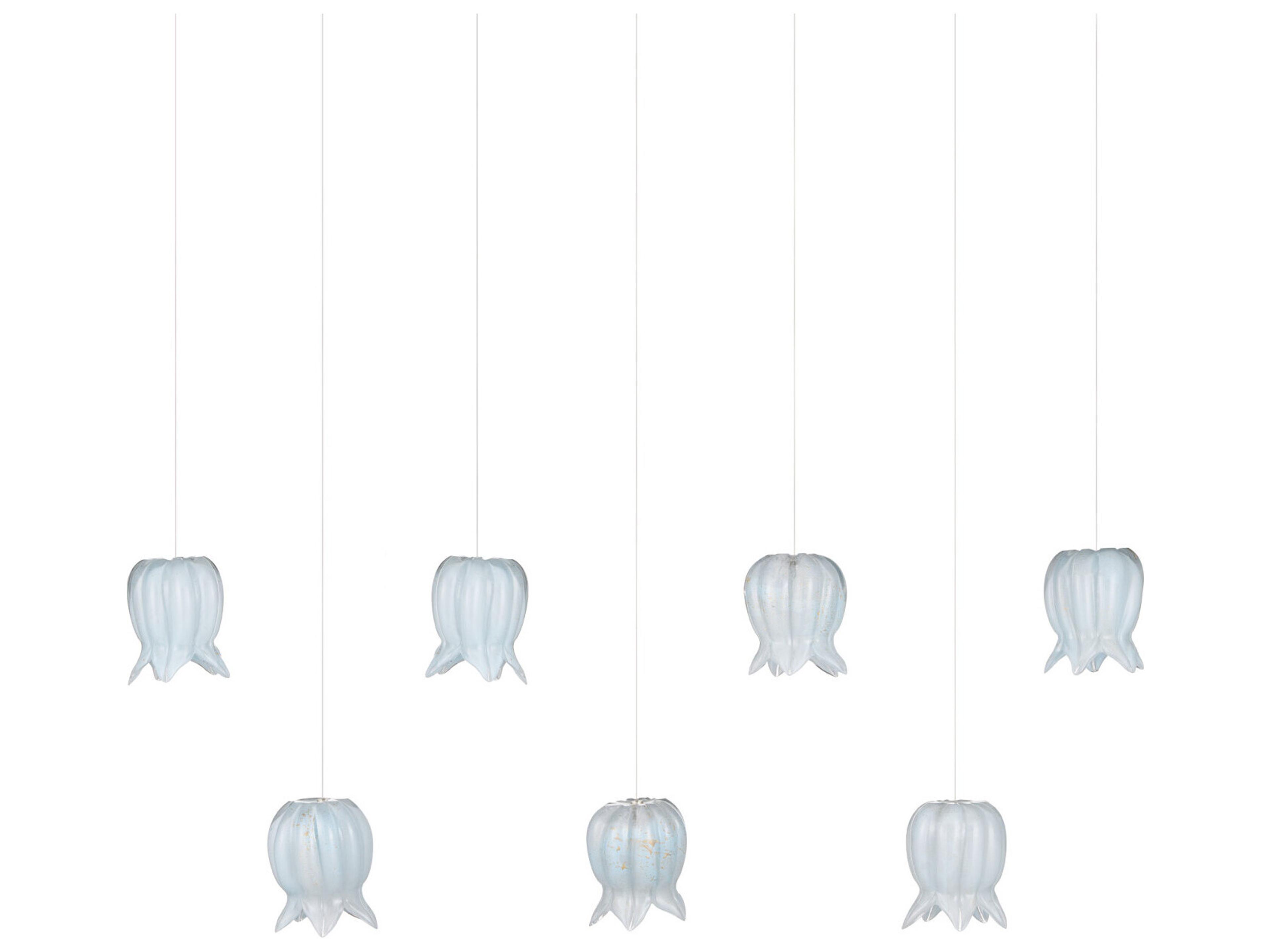 Currey & Company Polpo 7-Light Blue Silver Island Pendant
