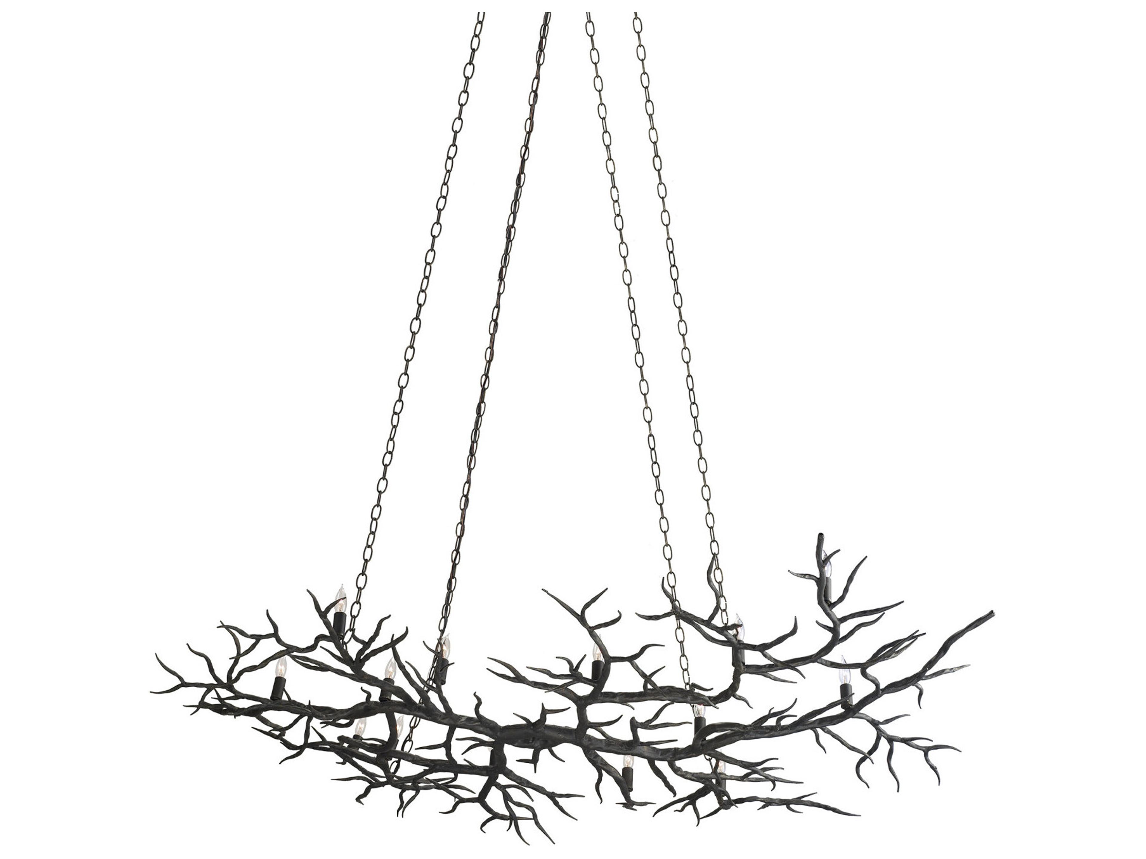 Currey & Company Rainforest 14-Light Rustic Bronze Island Pendant