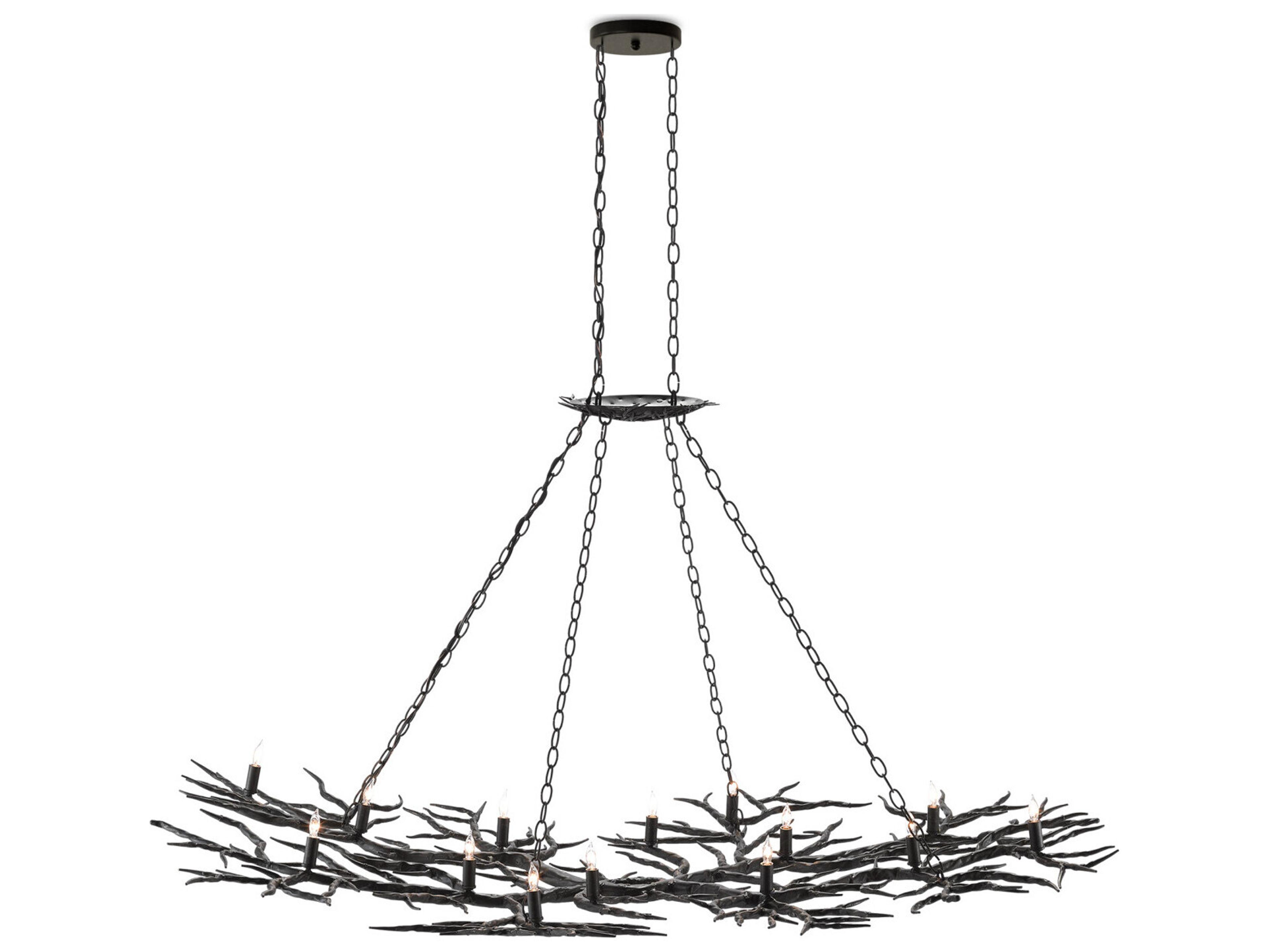 Currey & Company Rainforest 14-Light Rustic Bronze Island Pendant