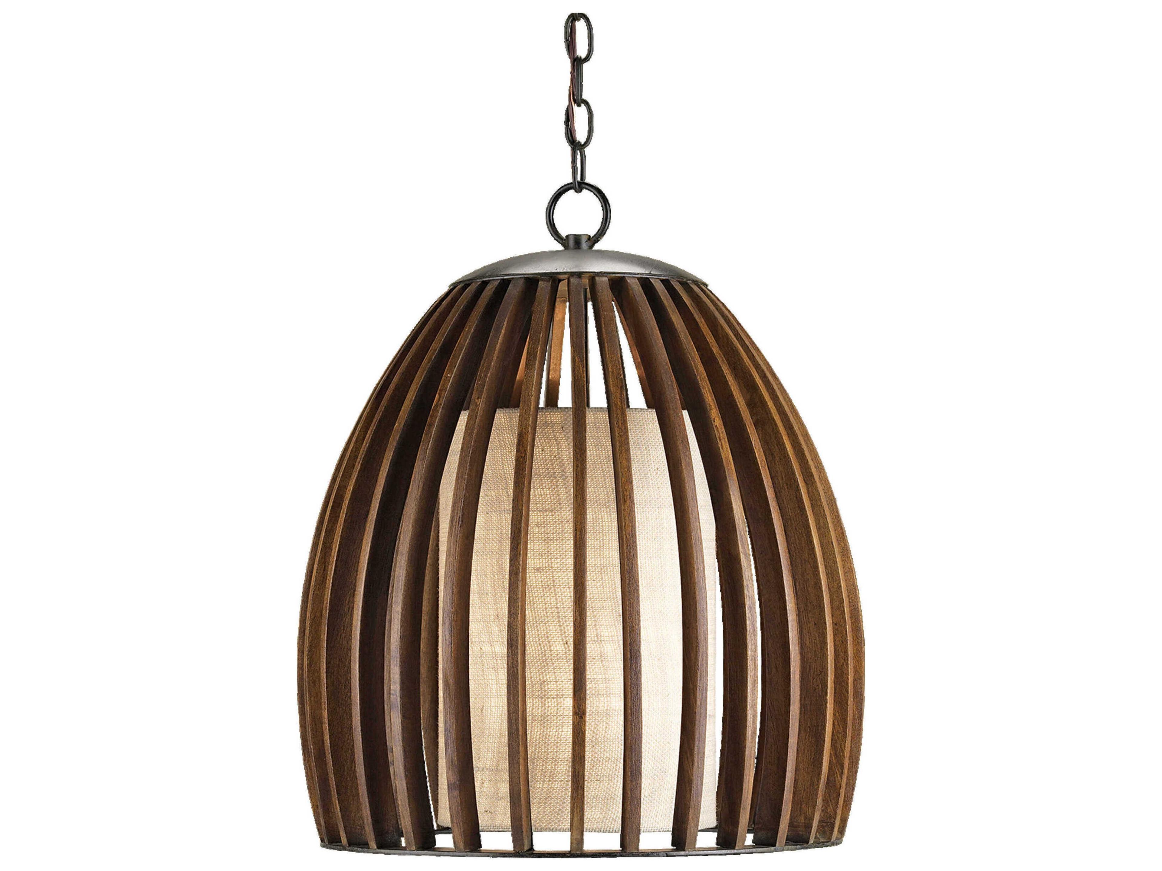 Carling 1-Light Old Iron Polished Fruitwood Bell Pendant