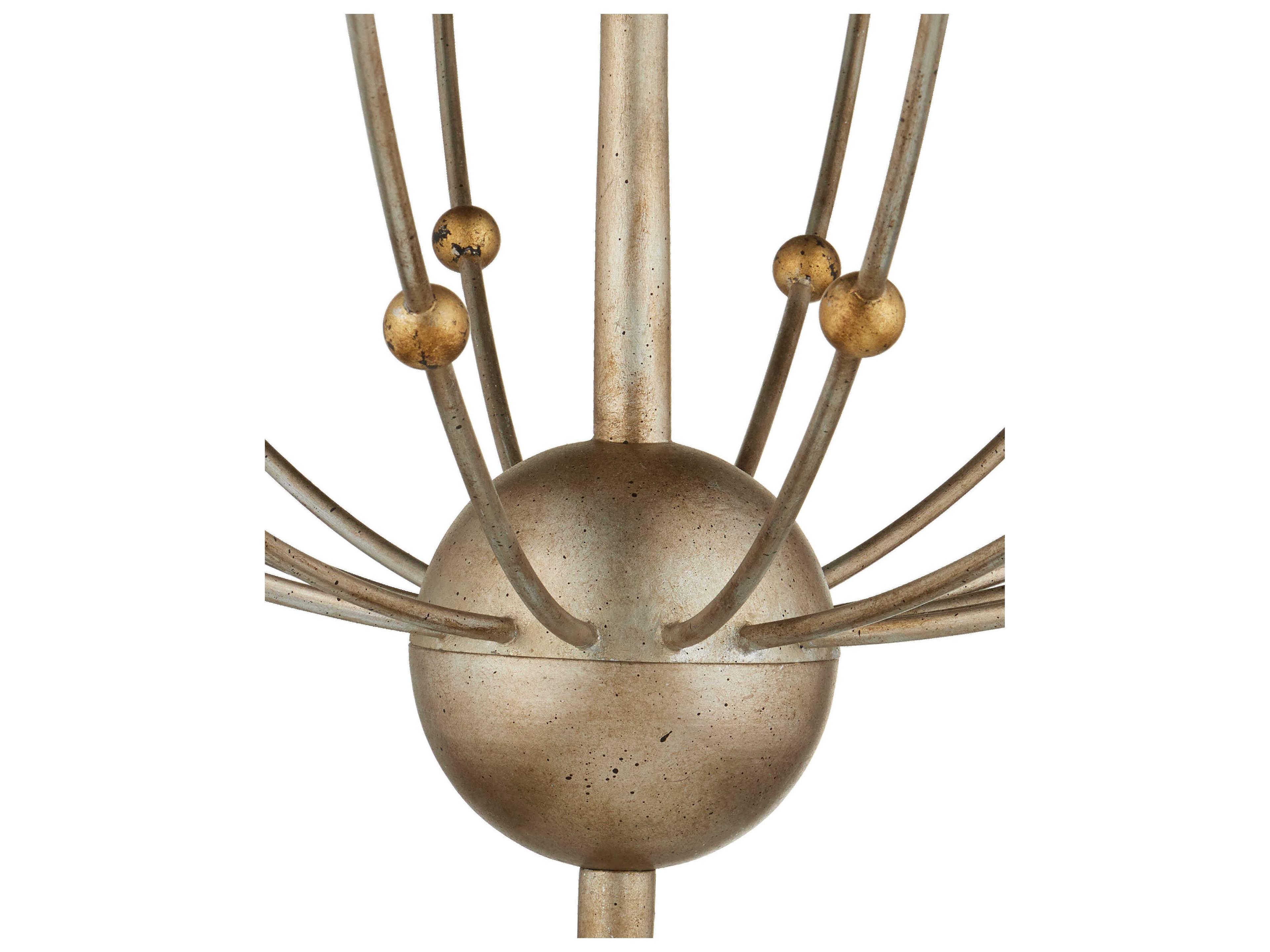 Currey & Company Paradox 28-Light Silver Granello gold Leaf Candelabra Tiered Chandelier