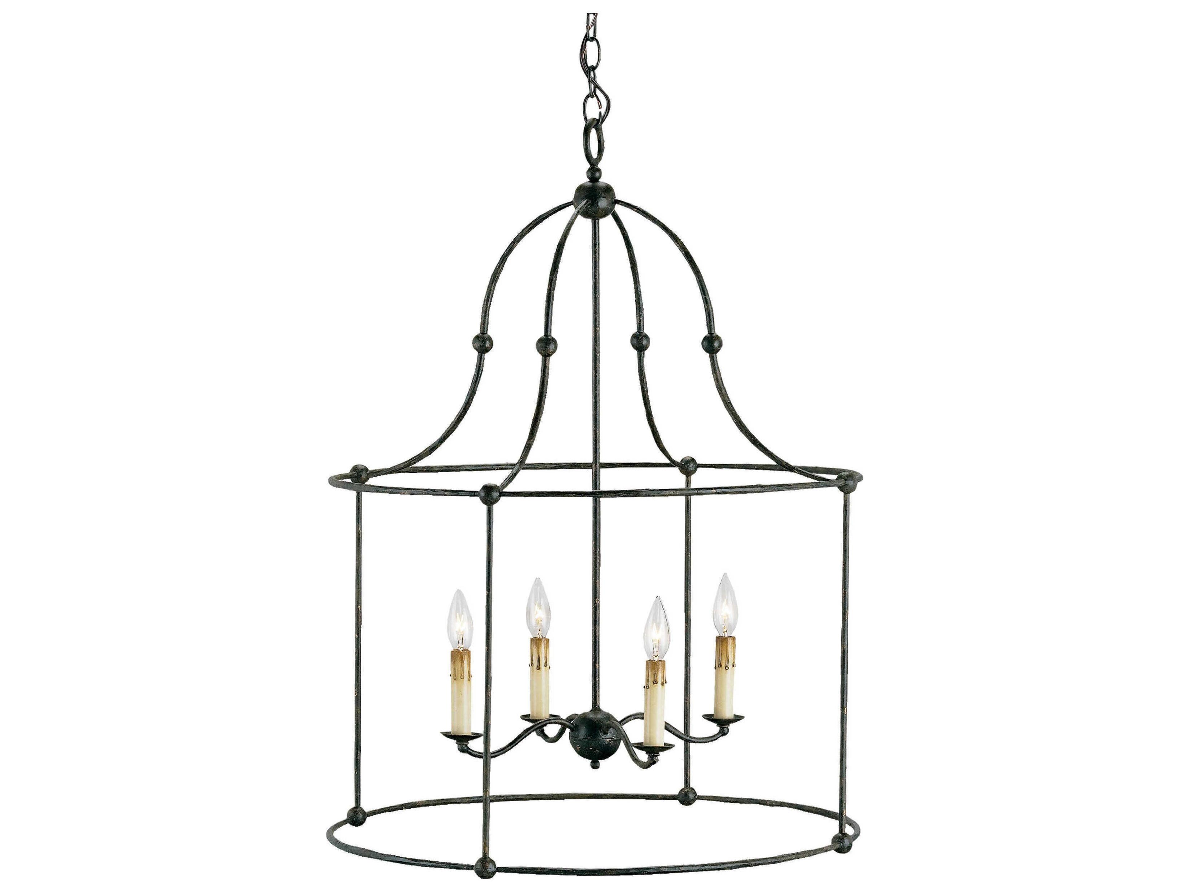 Currey & Company Fitzjames 4-Light Mayfair Black Candelabra Chandelier
