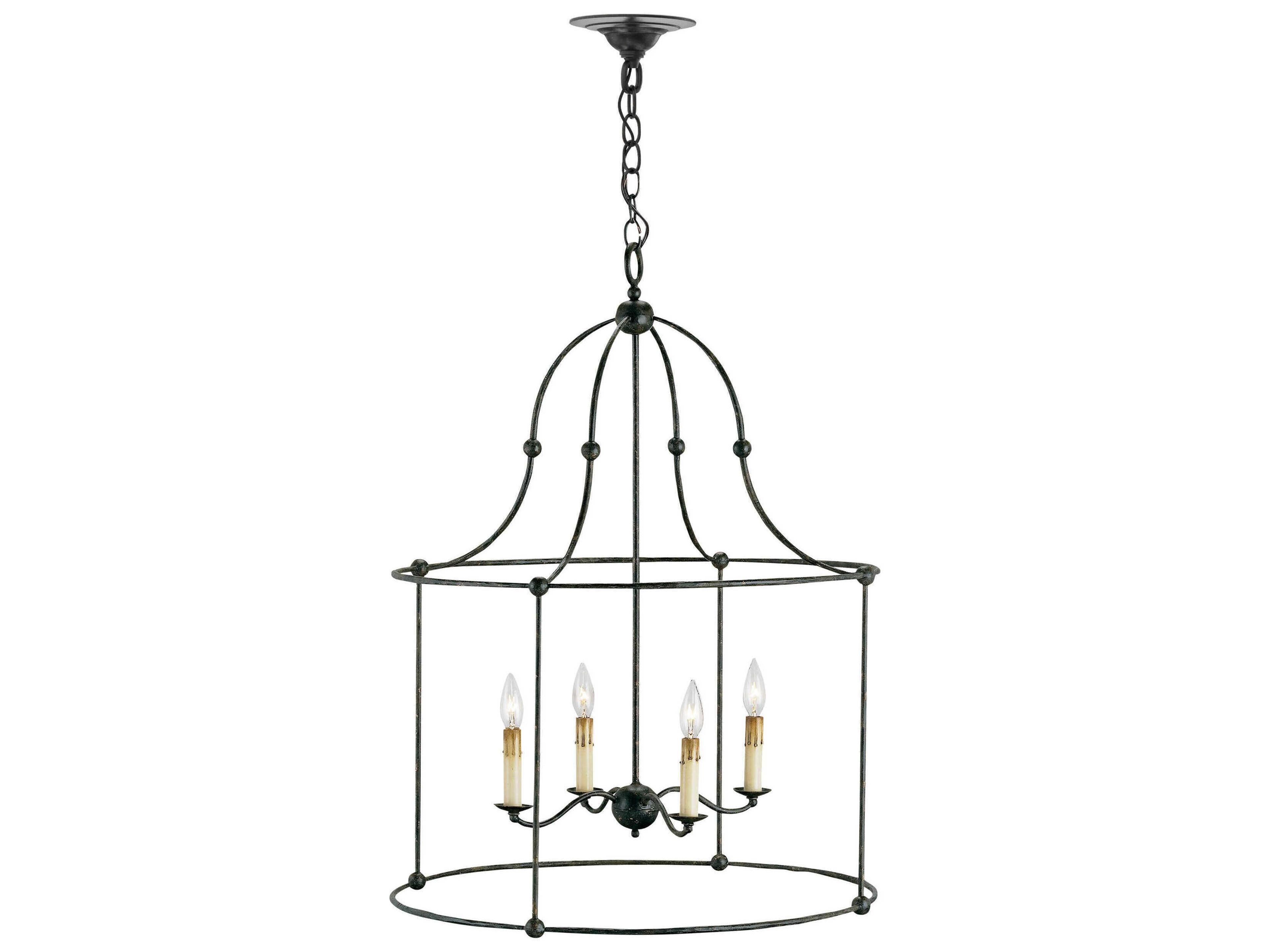 Currey & Company Fitzjames 4-Light Mayfair Black Candelabra Chandelier