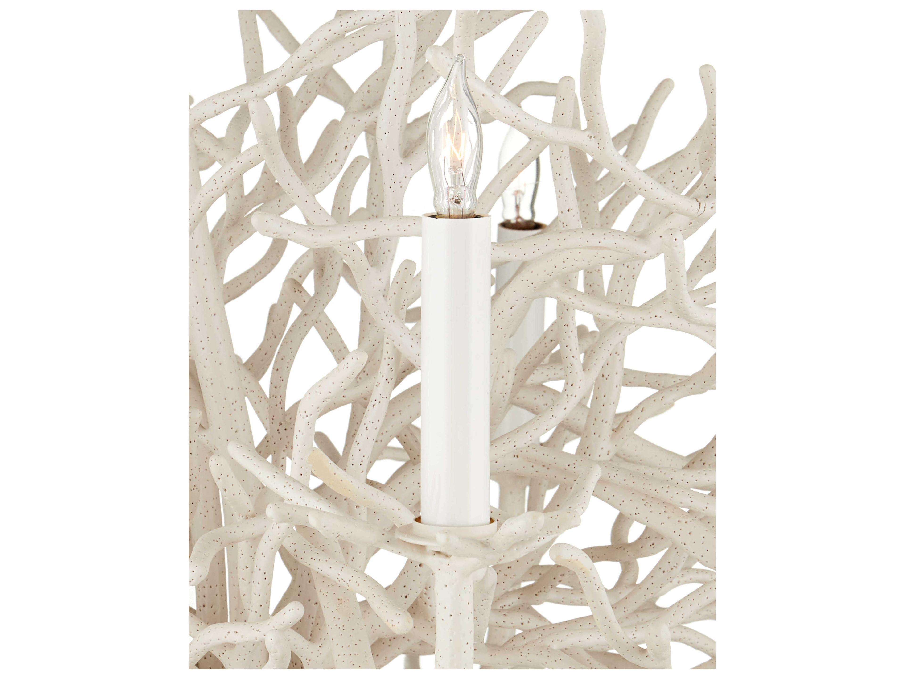 Currey & Company Seaward 12-Light White Coral natural Sand Candelabra Chandelier