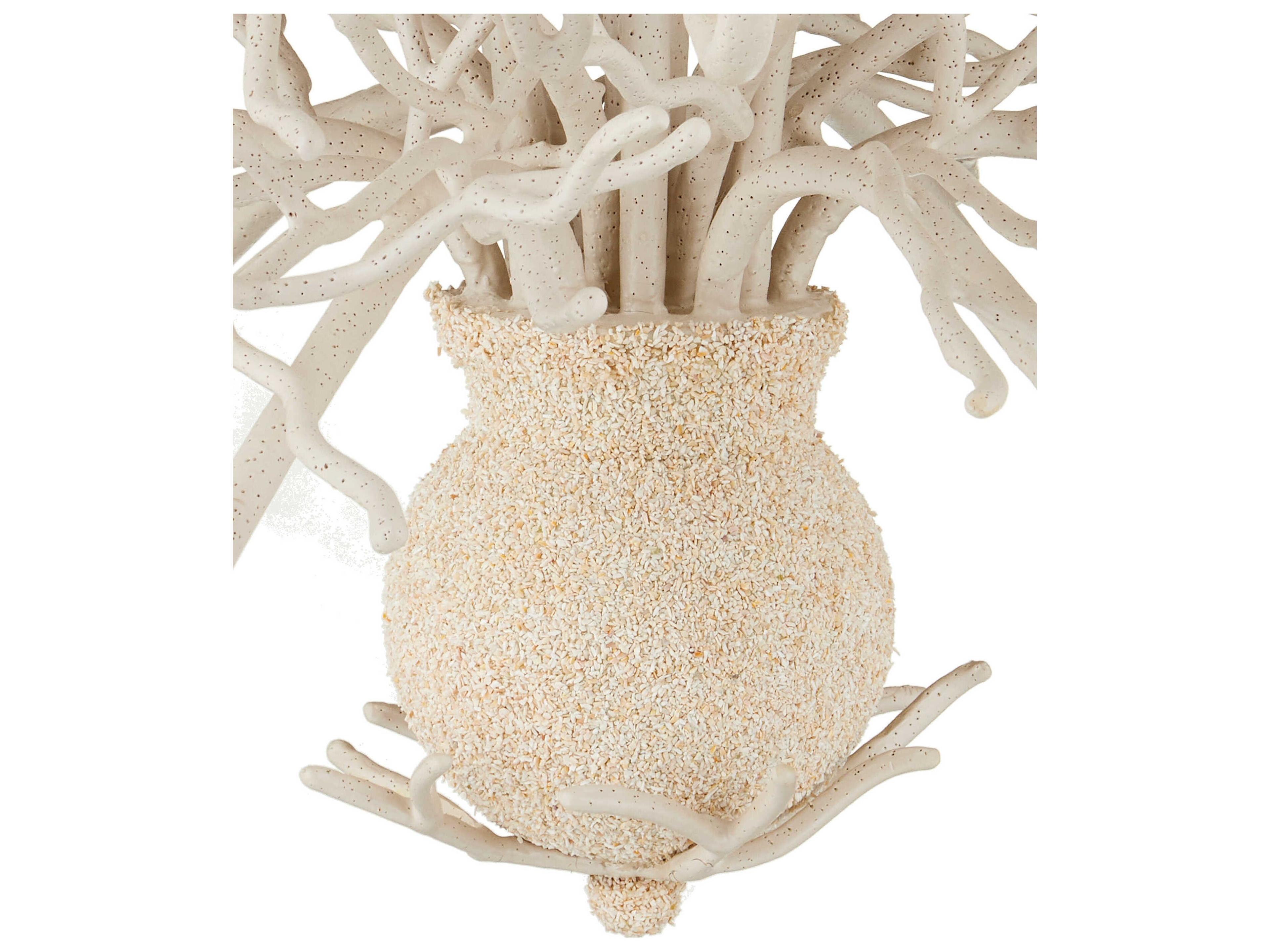 Currey & Company Seaward 12-Light White Coral natural Sand Candelabra Chandelier