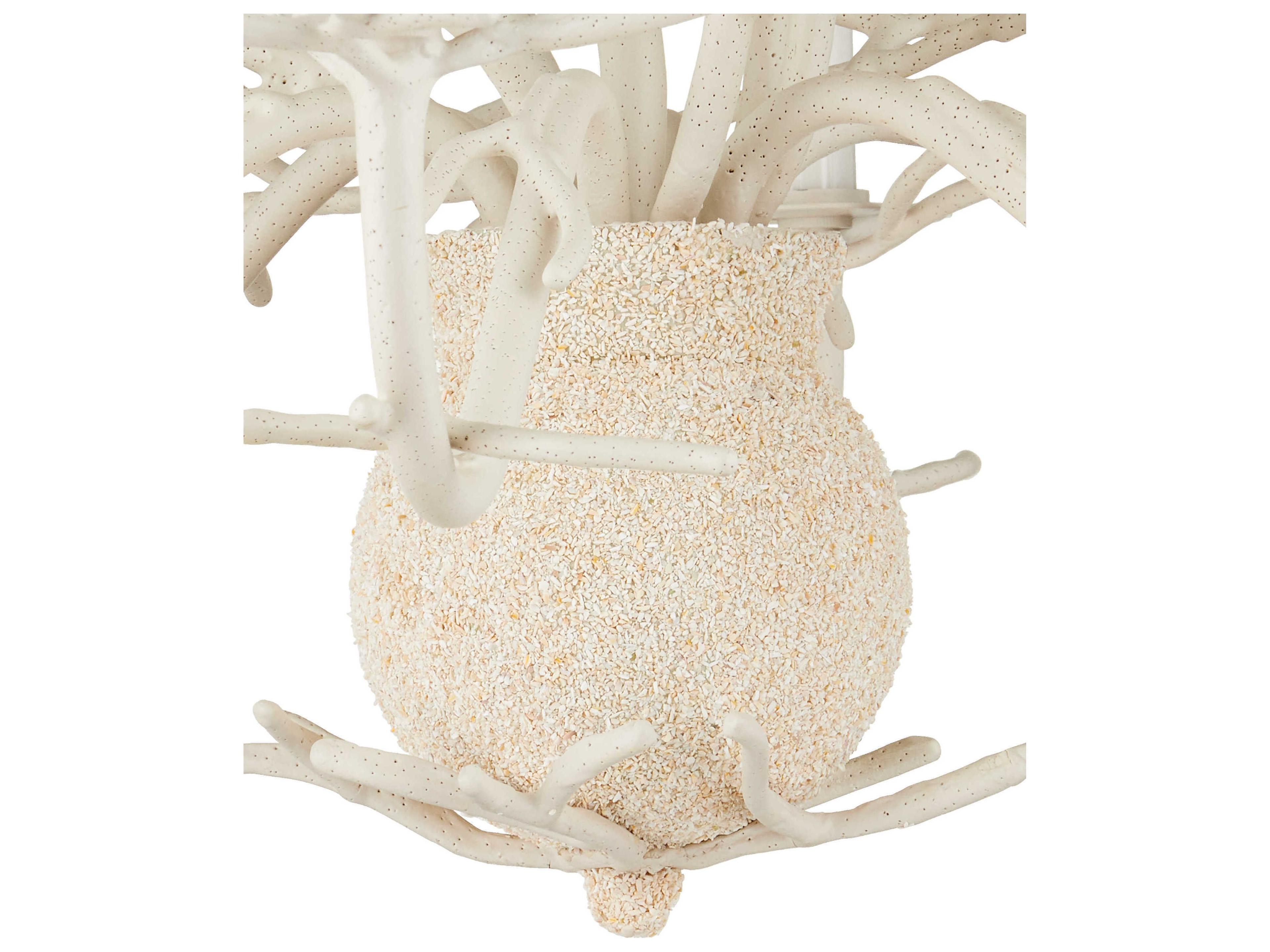 Currey & Company Seaward 6-Light White Coral natural Sand Candelabra Chandelier