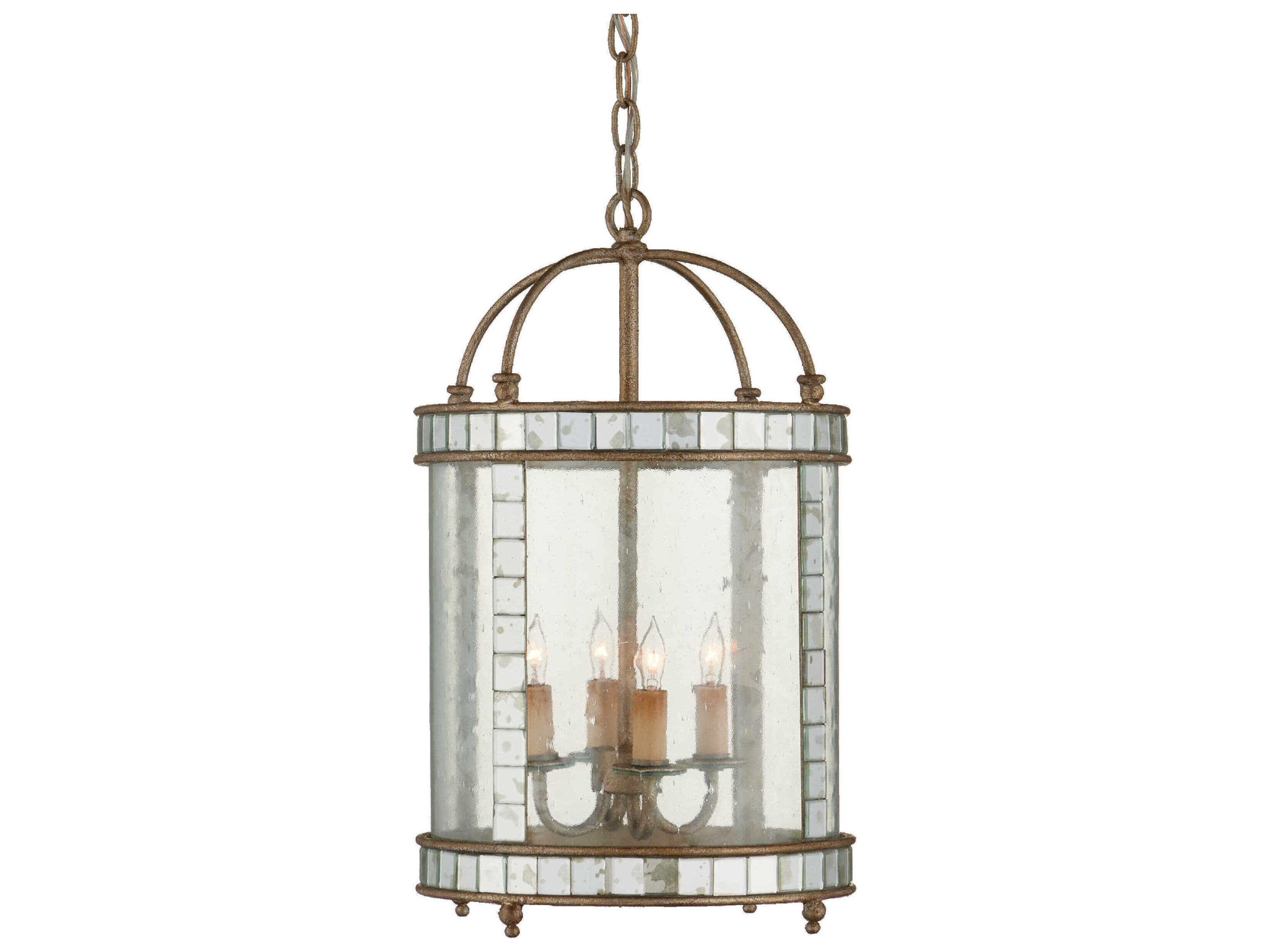 Corsica 4-Light Harlow Silver Leaf Glass Cylinder Chandelier