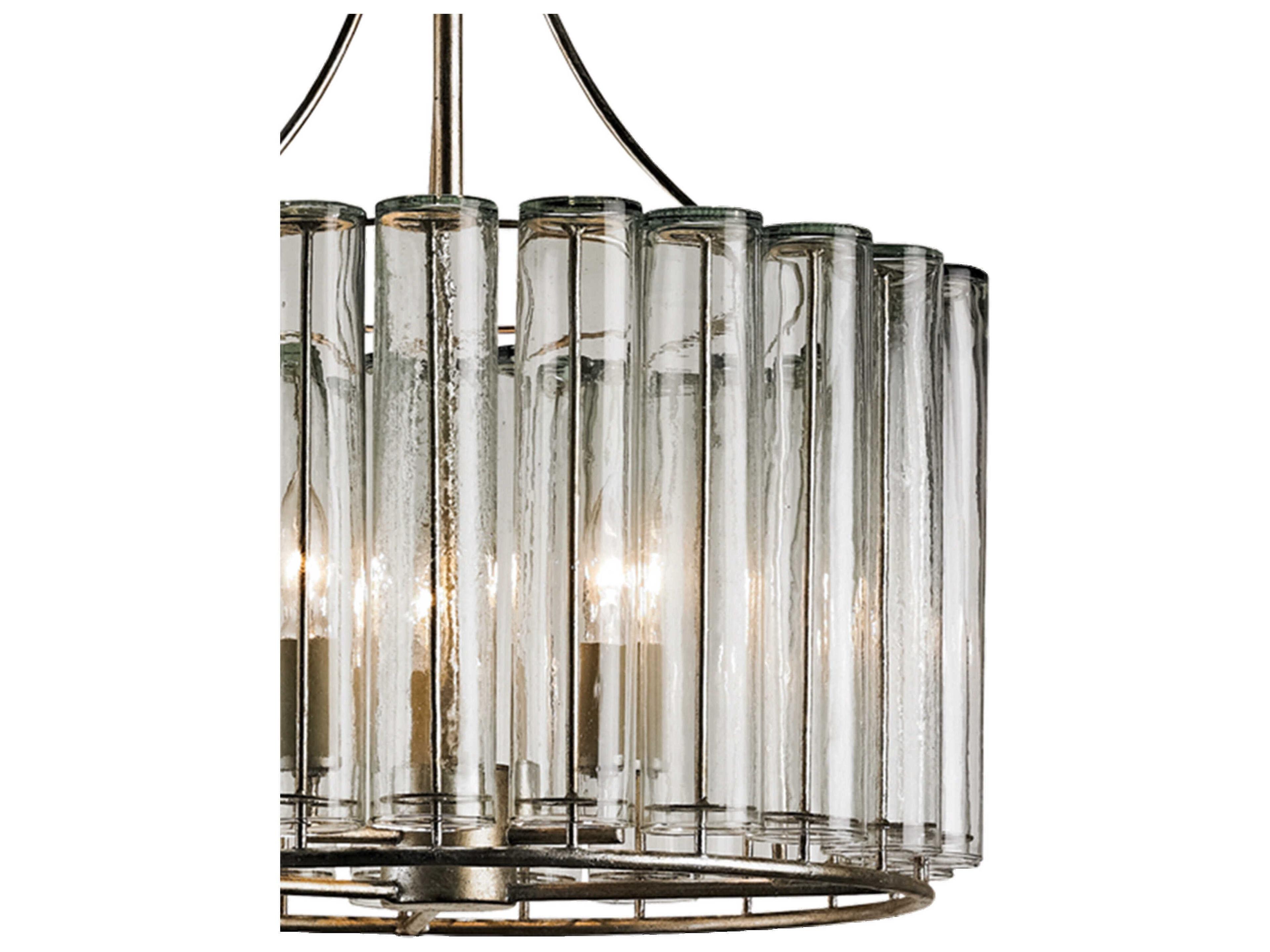 Currey & Company Bevilacqua 3-Light Silver Leaf Glass Candelabra Drum Chandelier