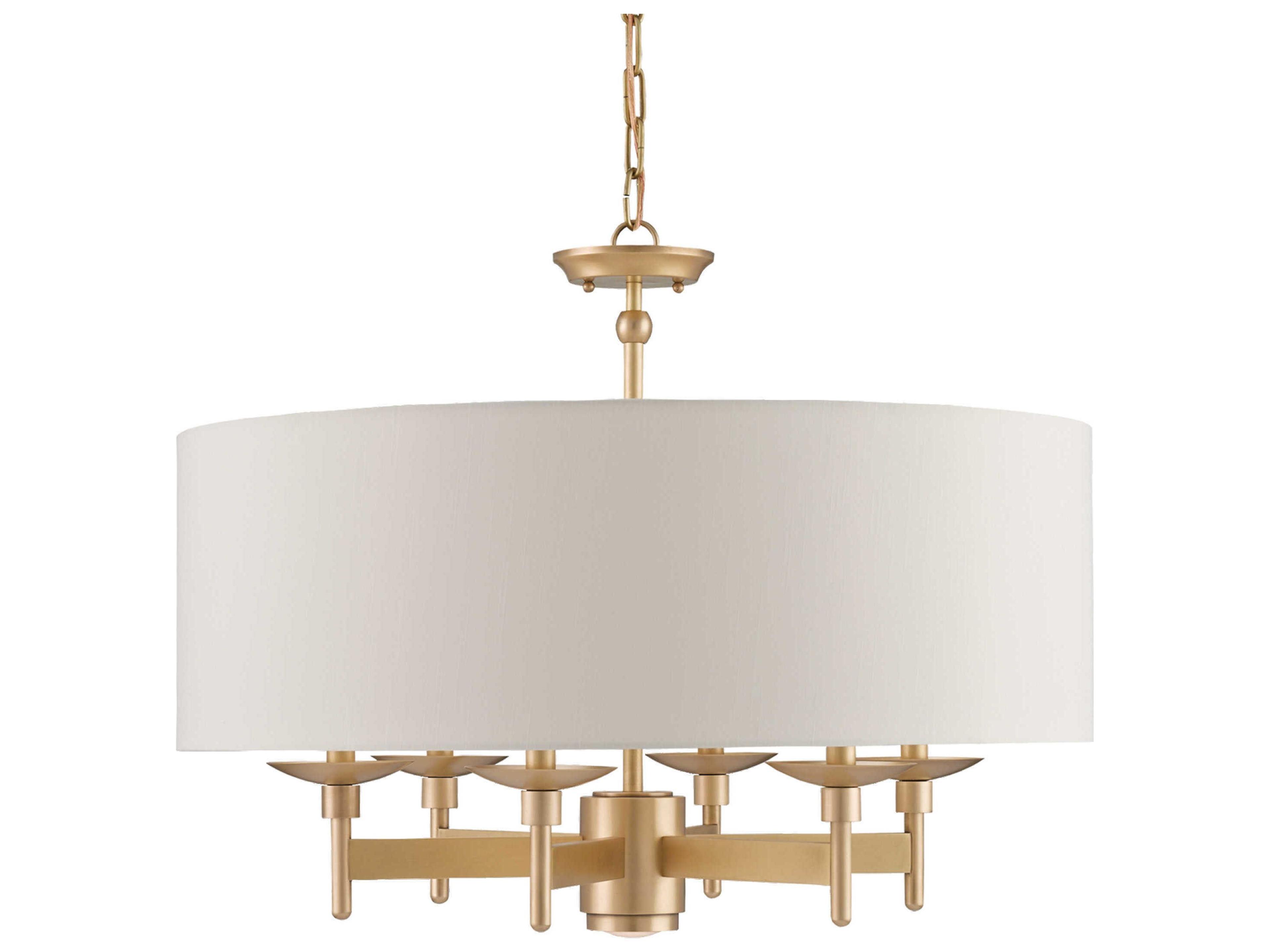 Currey & Company Bering 7-Light Antique Brass Candelabra Drum Chandelier