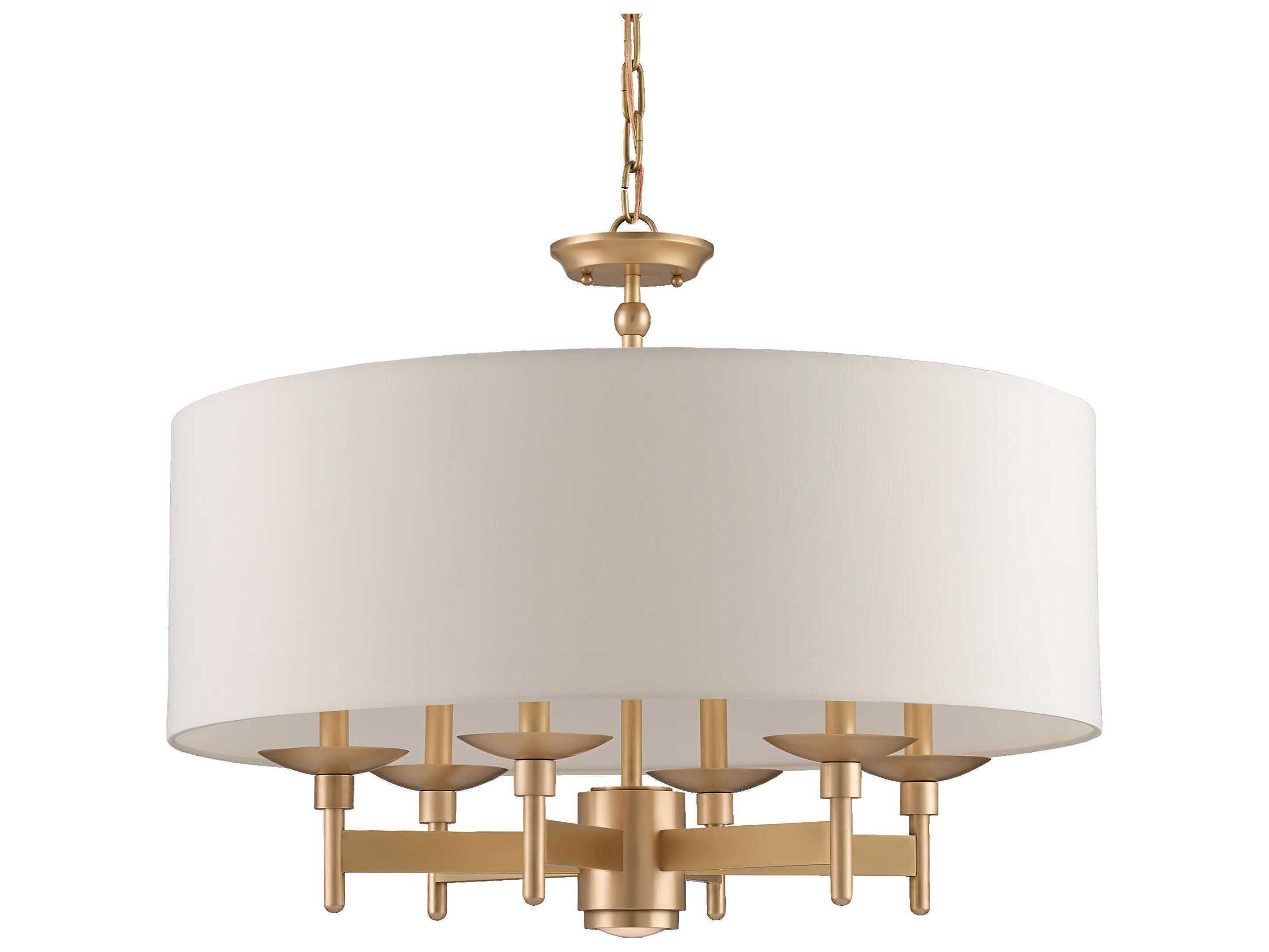 Currey & Company Bering 7-Light Antique Brass Candelabra Drum Chandelier