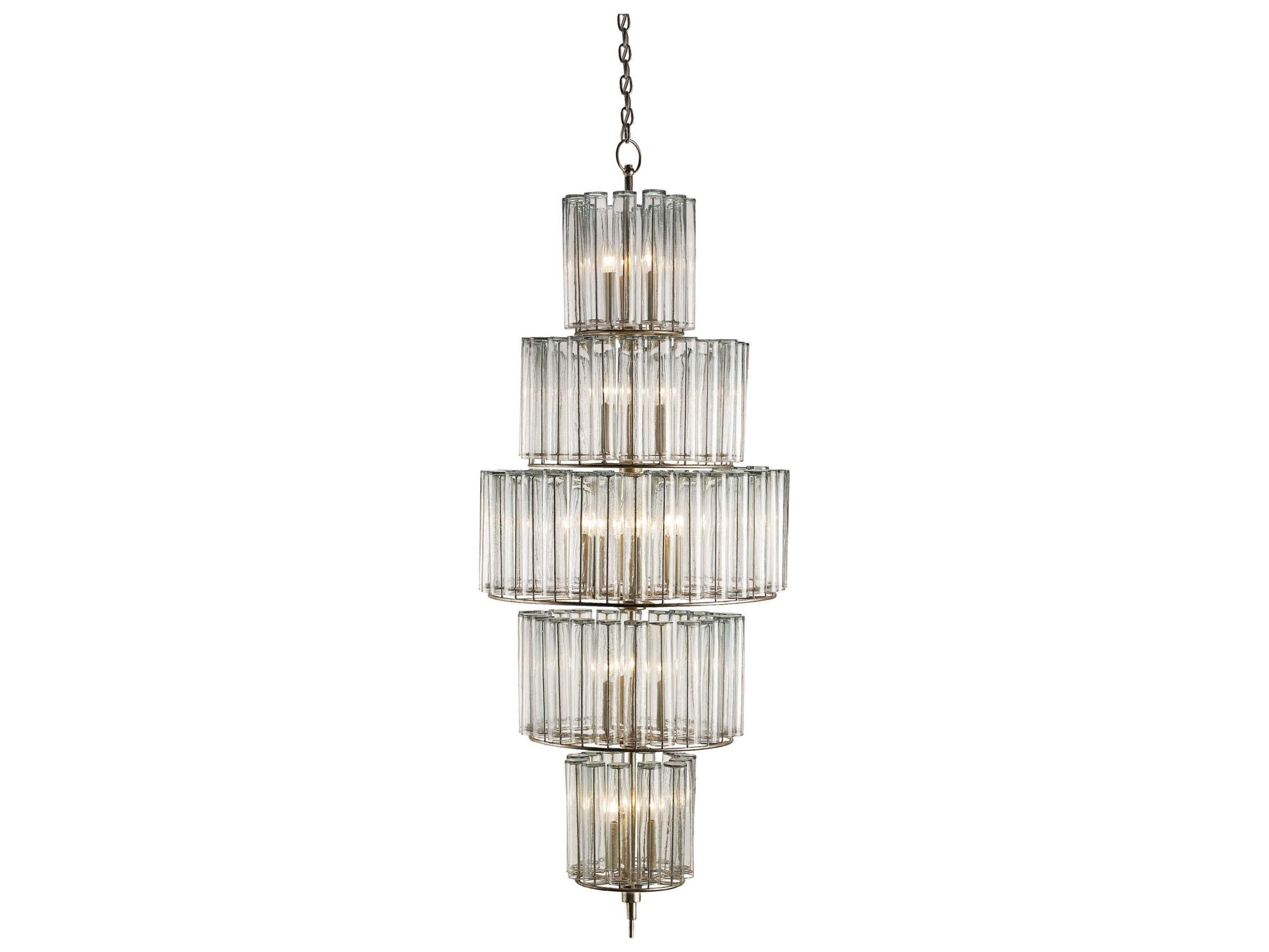 Bevilacqua Large Chandelier in Silver Leaf