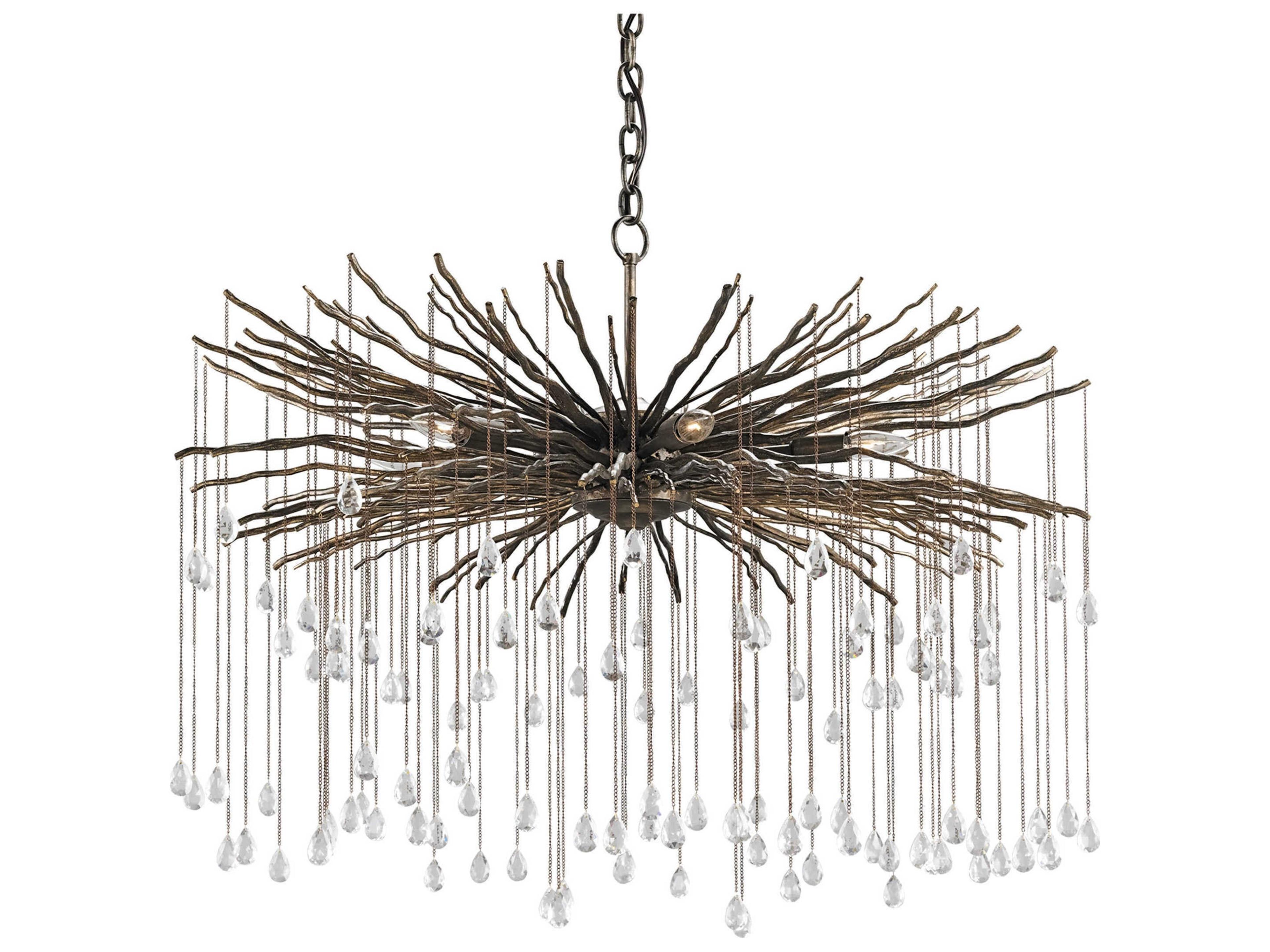 Currey & Company Fen 6-Light Cupertino Bronze Crystal Chandelier