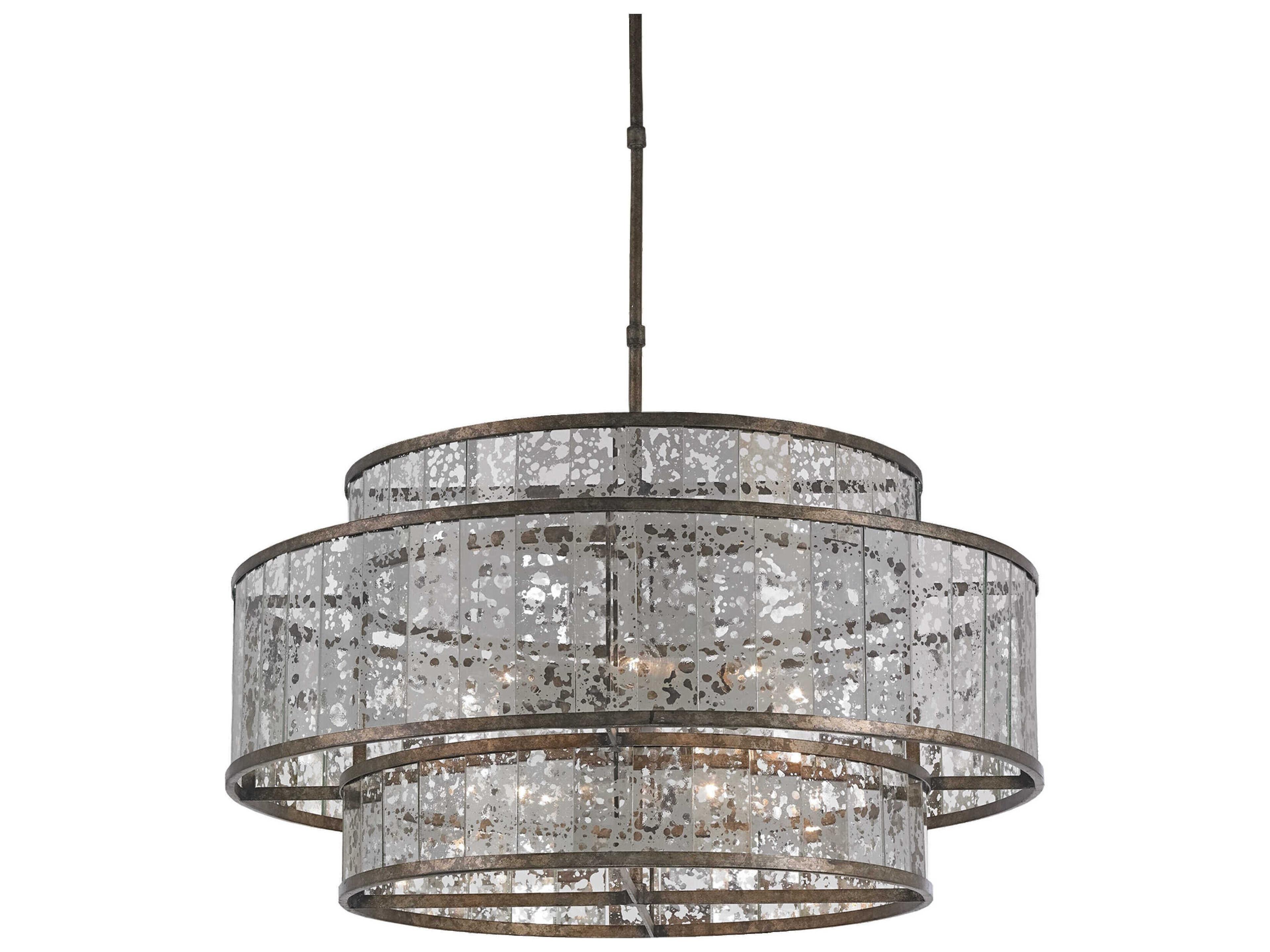 Fantine Pyrite Bronze raj Mirror Glass Drum Pendant