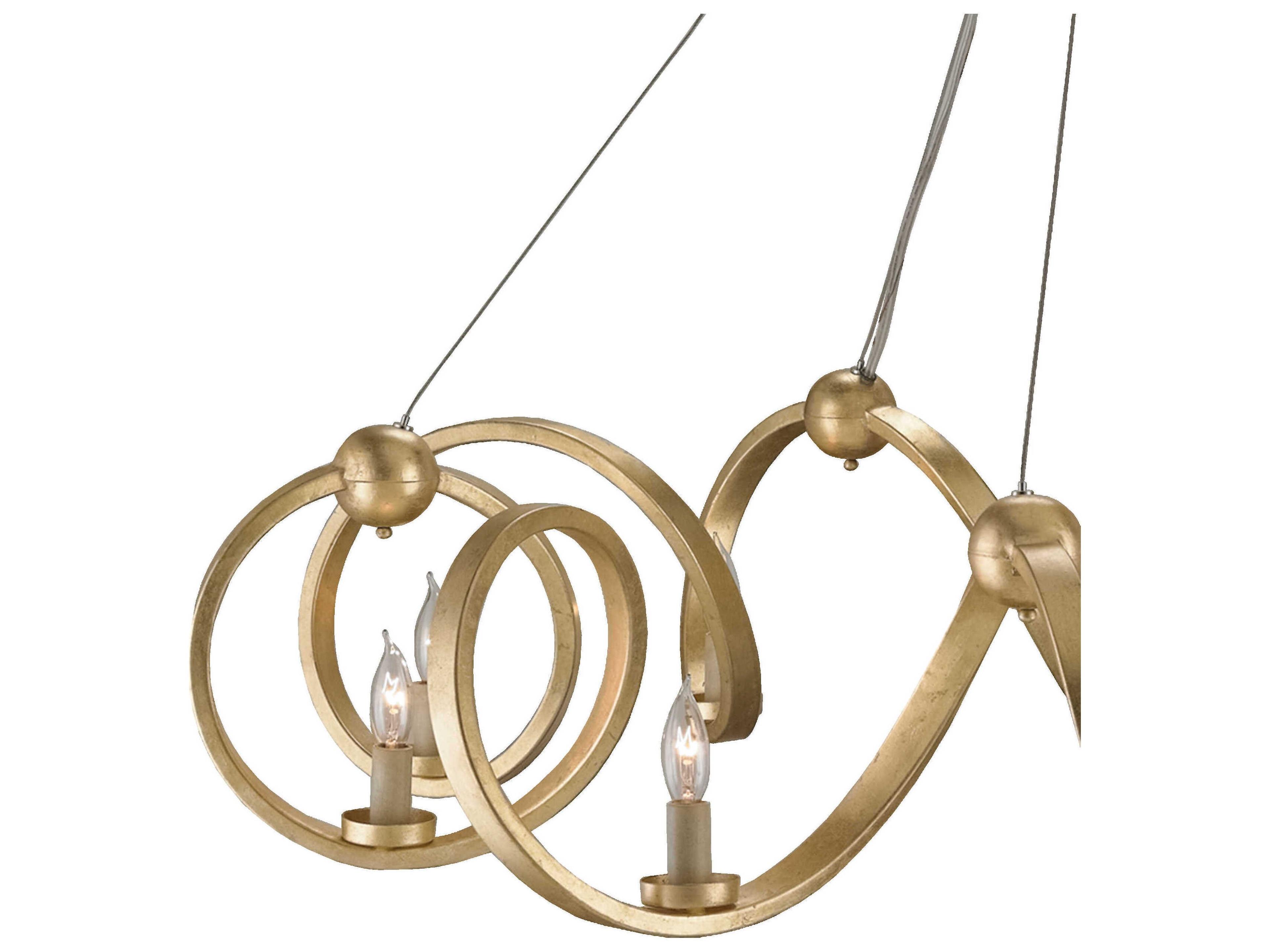 Currey & Company Ringmaster 10-Light Contemporary Gold Leaf Candelabra Chandelier