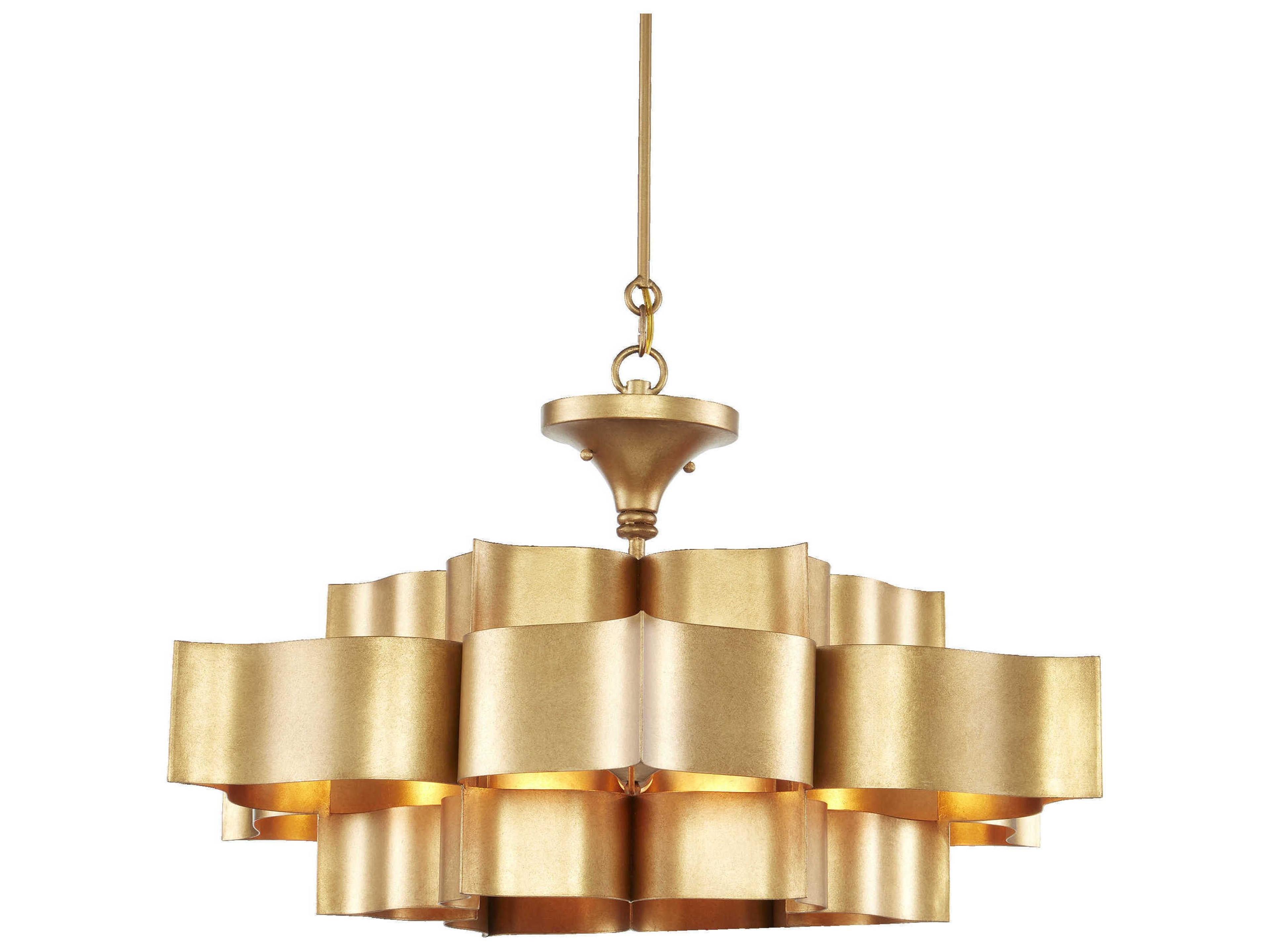 Grand Lotus Chandelier Elegant Gold Leaf