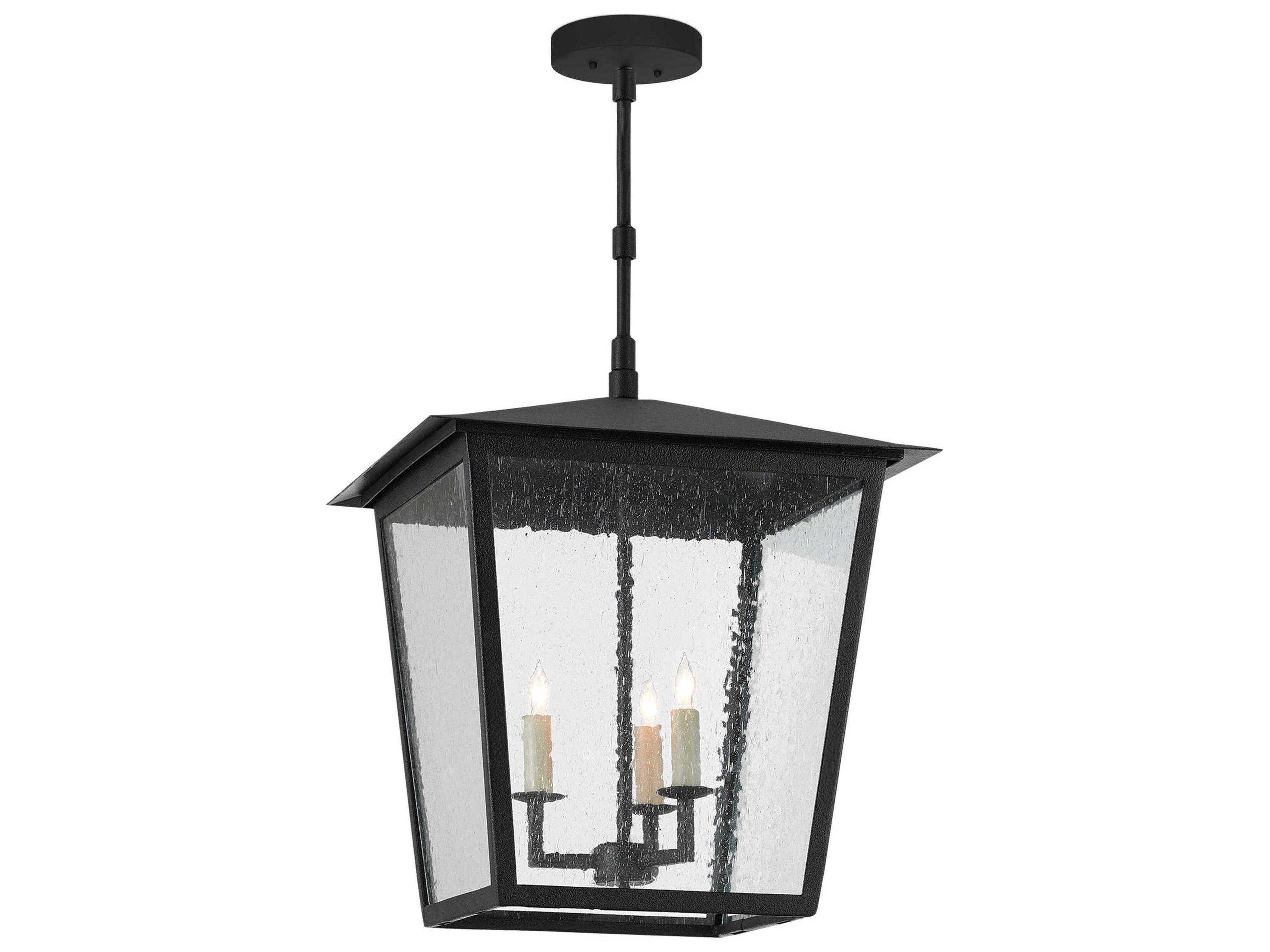 Currey & Company Bening 3 - Light Glass Outdoor Hanging Light